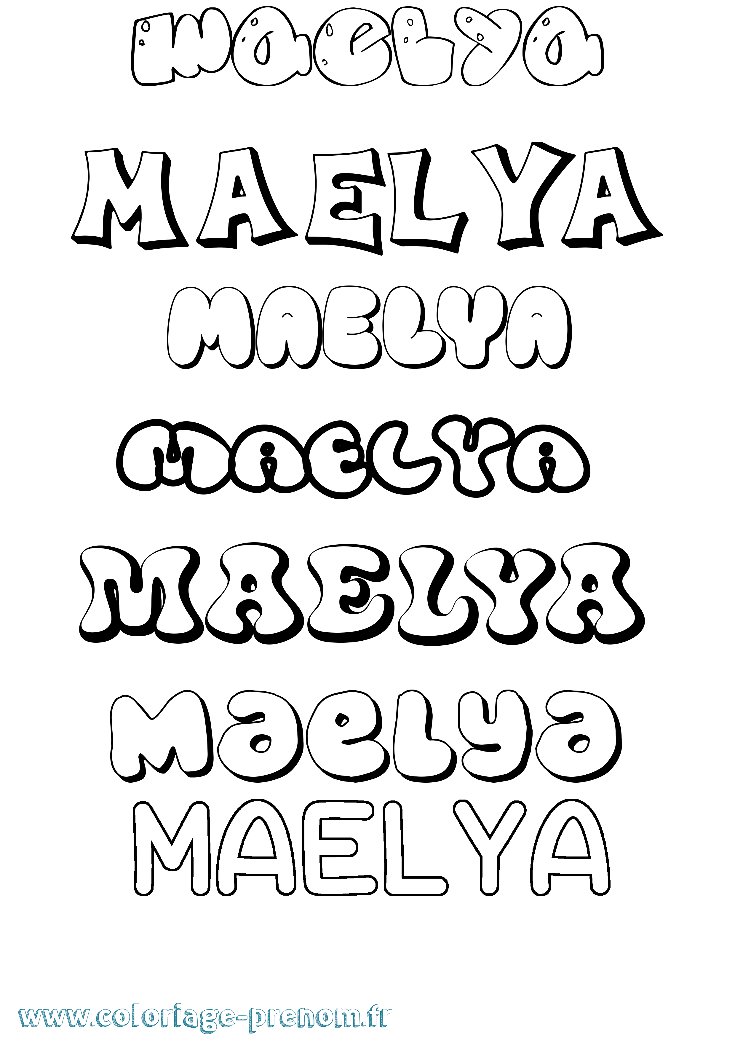 Coloriage prénom Maelya Bubble