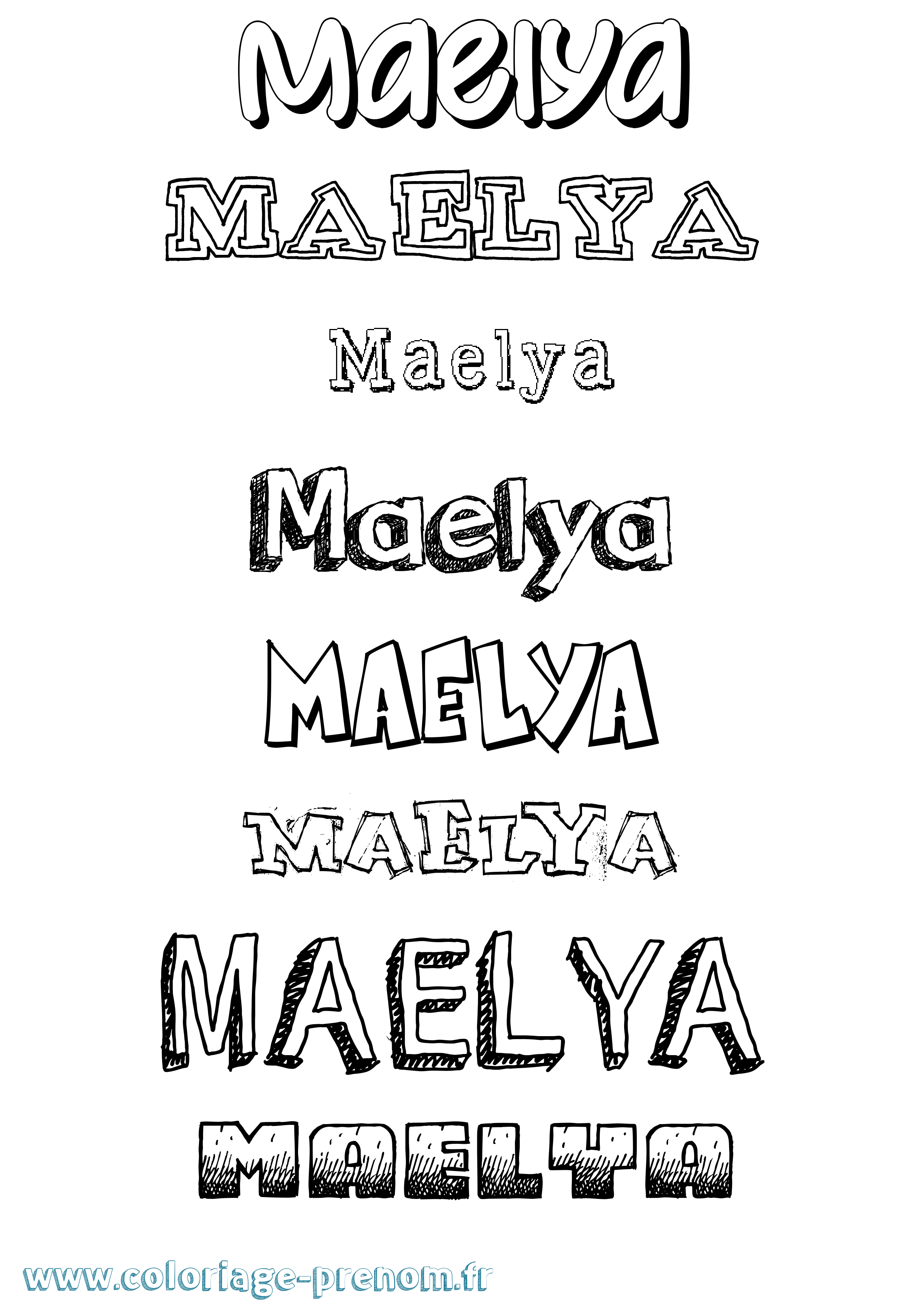 Coloriage prénom Maelya Dessiné