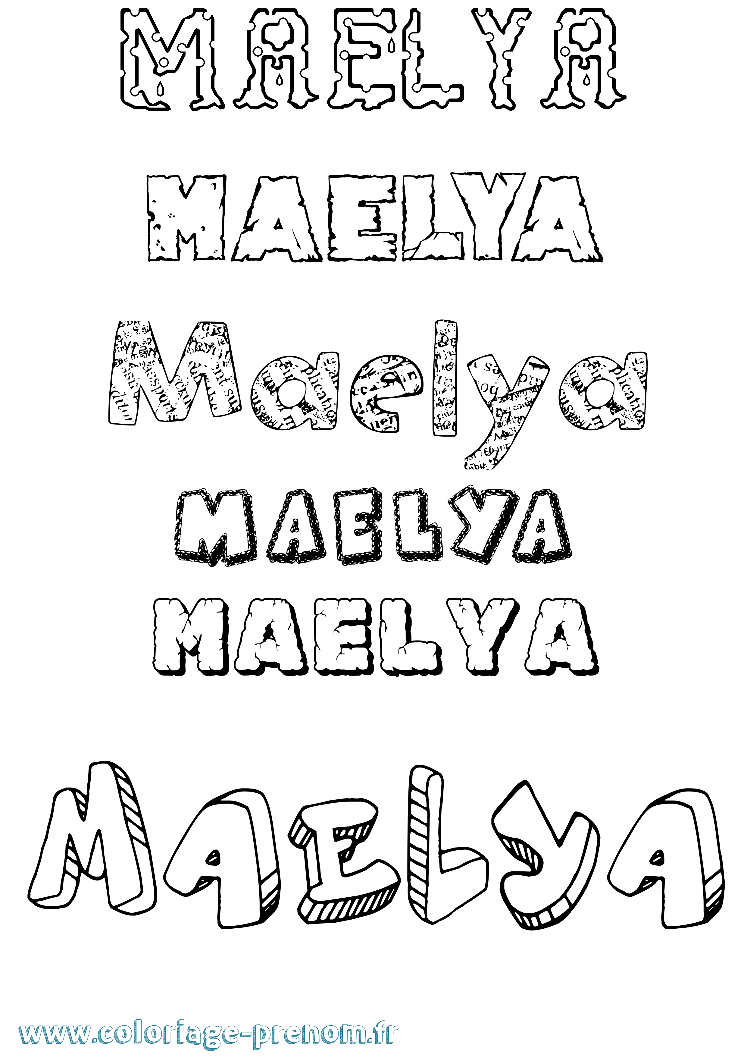 Coloriage prénom Maelya Destructuré