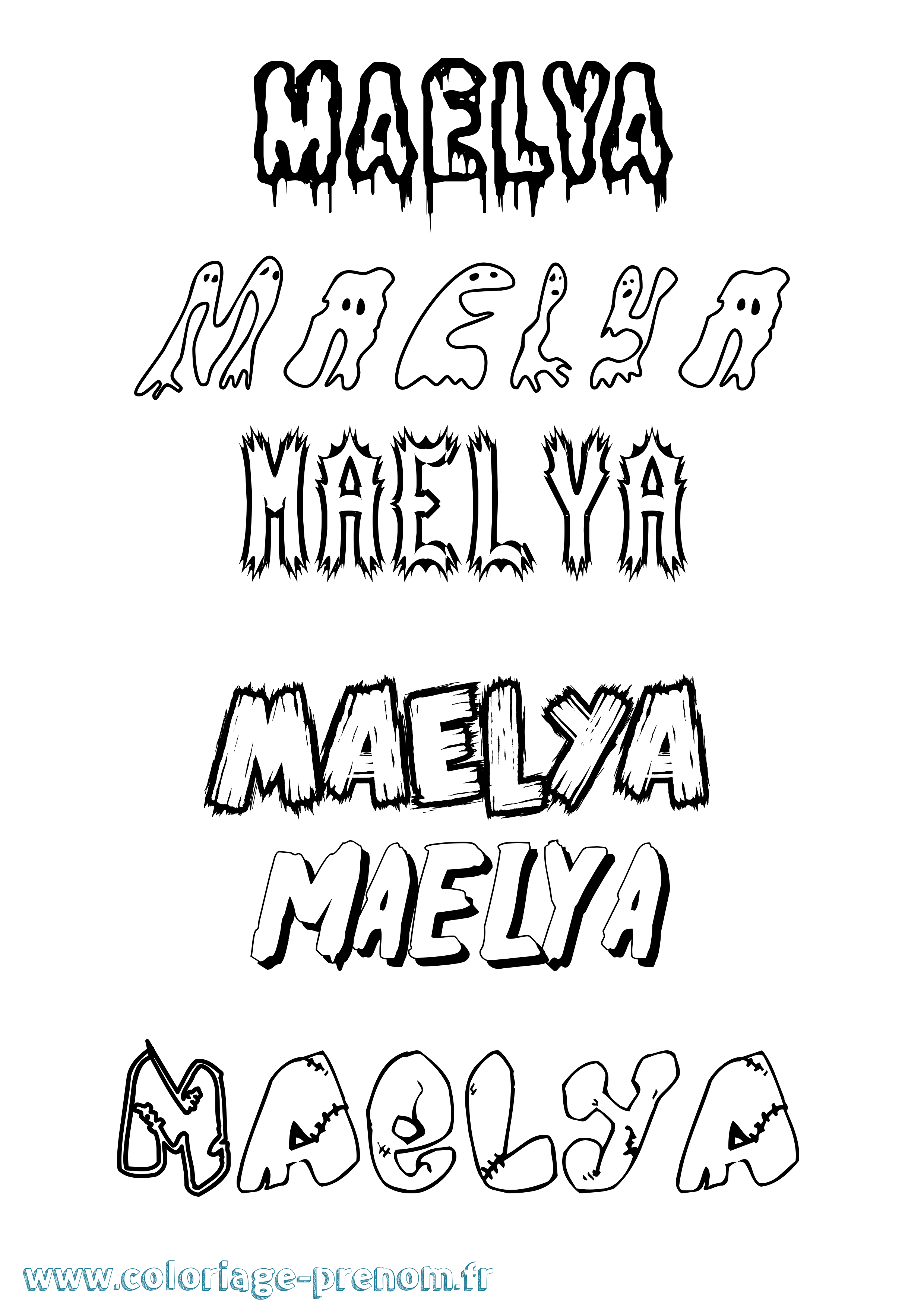 Coloriage prénom Maelya Frisson