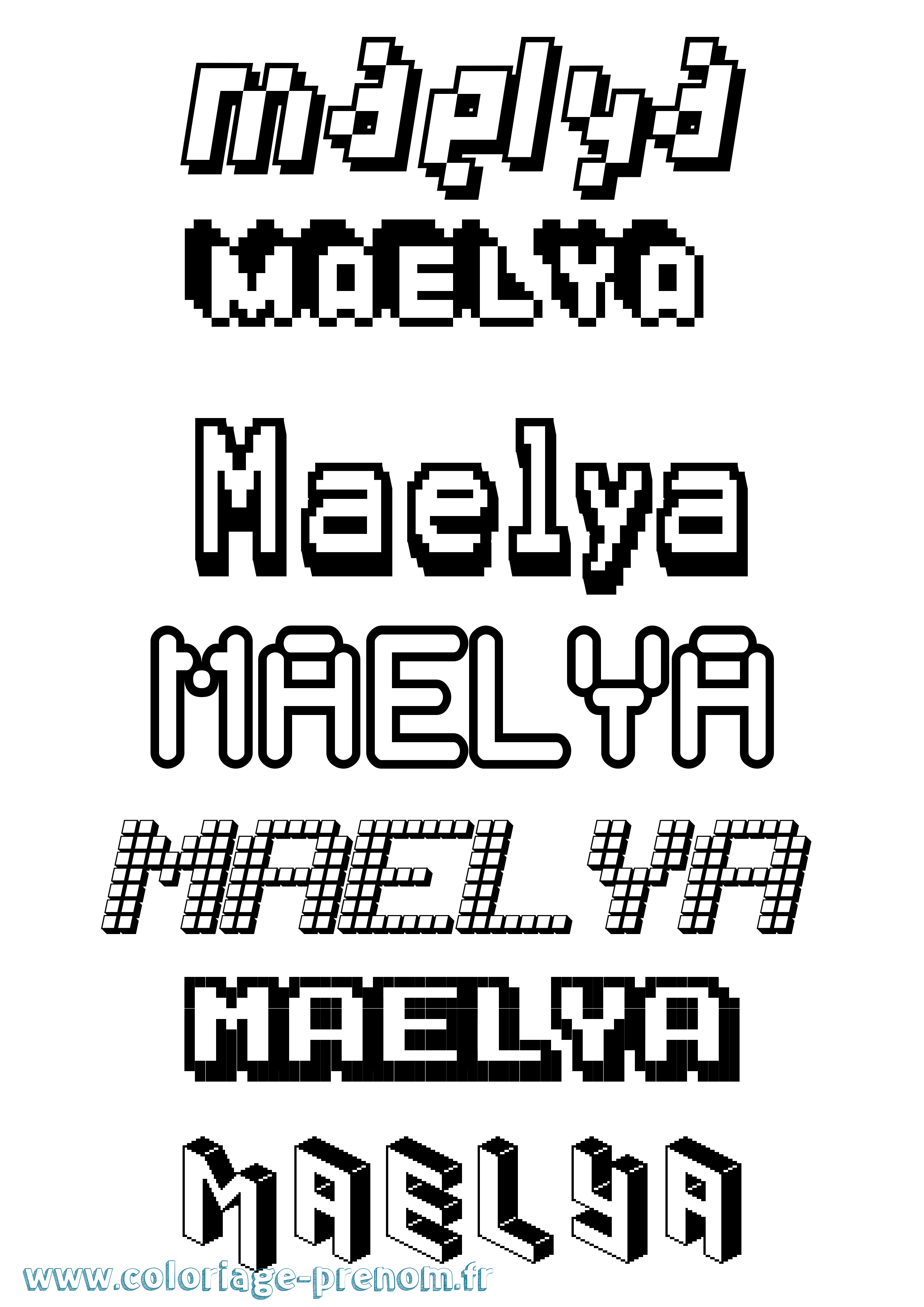 Coloriage prénom Maelya Pixel