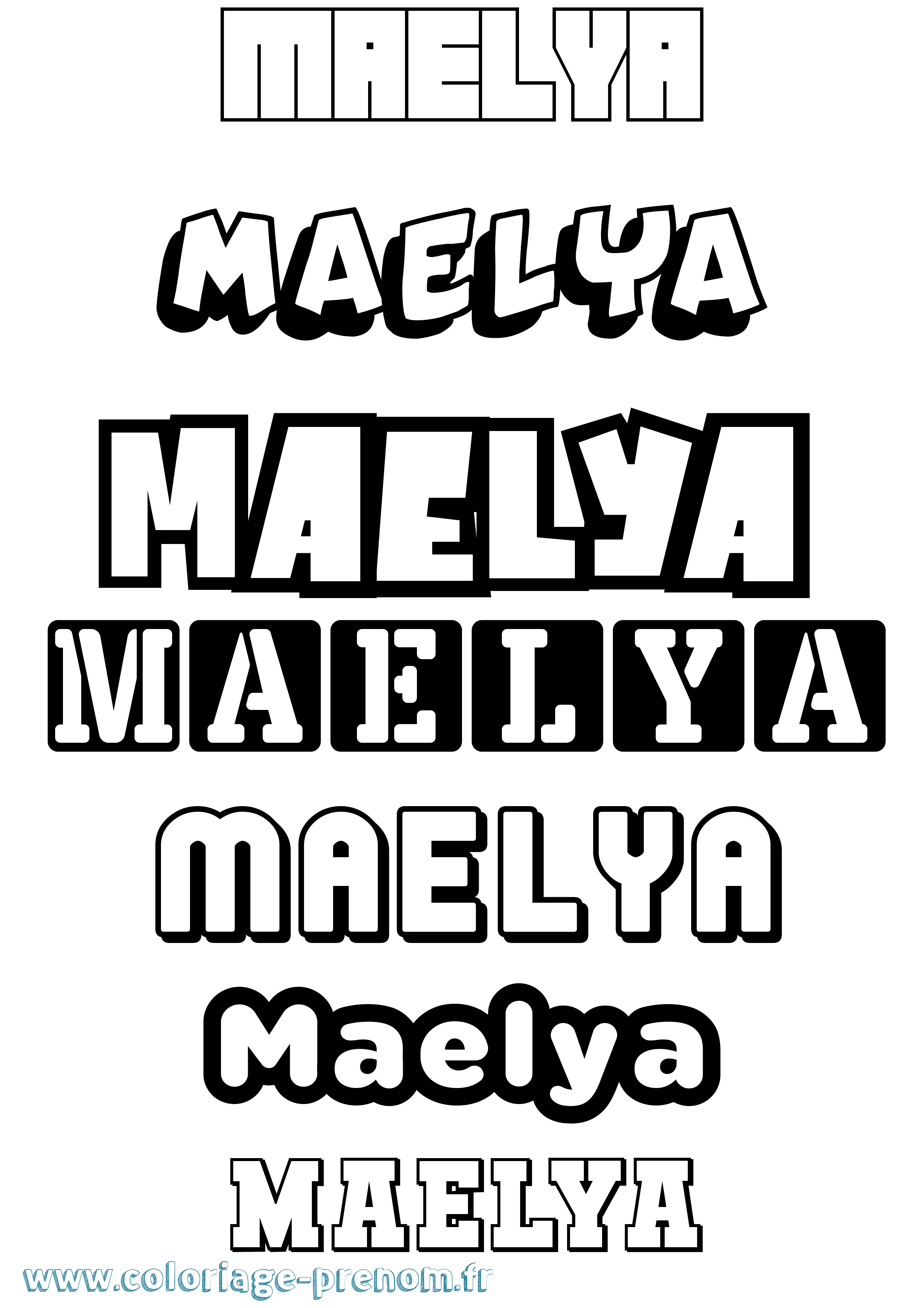 Coloriage prénom Maelya Simple