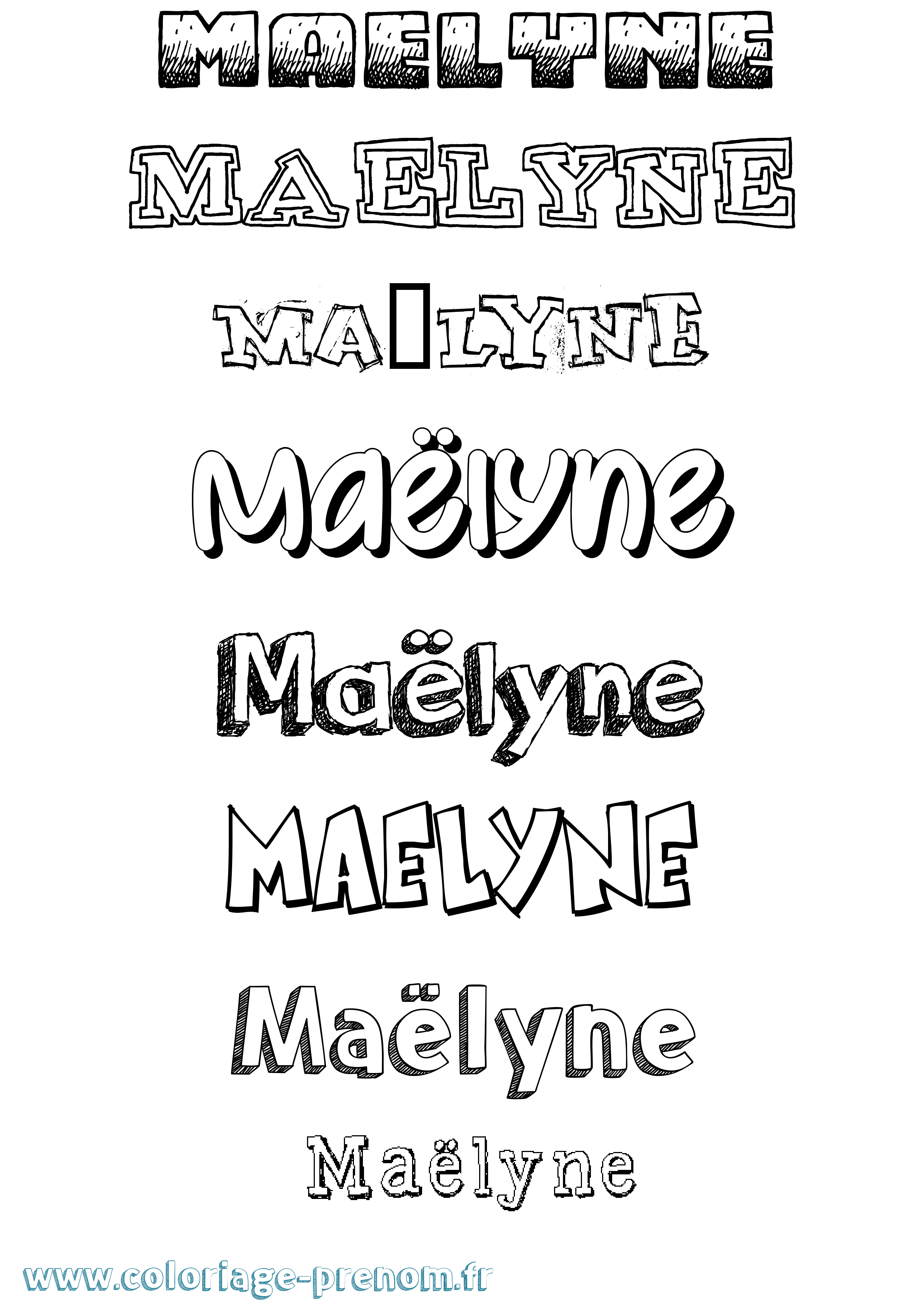 Coloriage prénom Maëlyne Dessiné