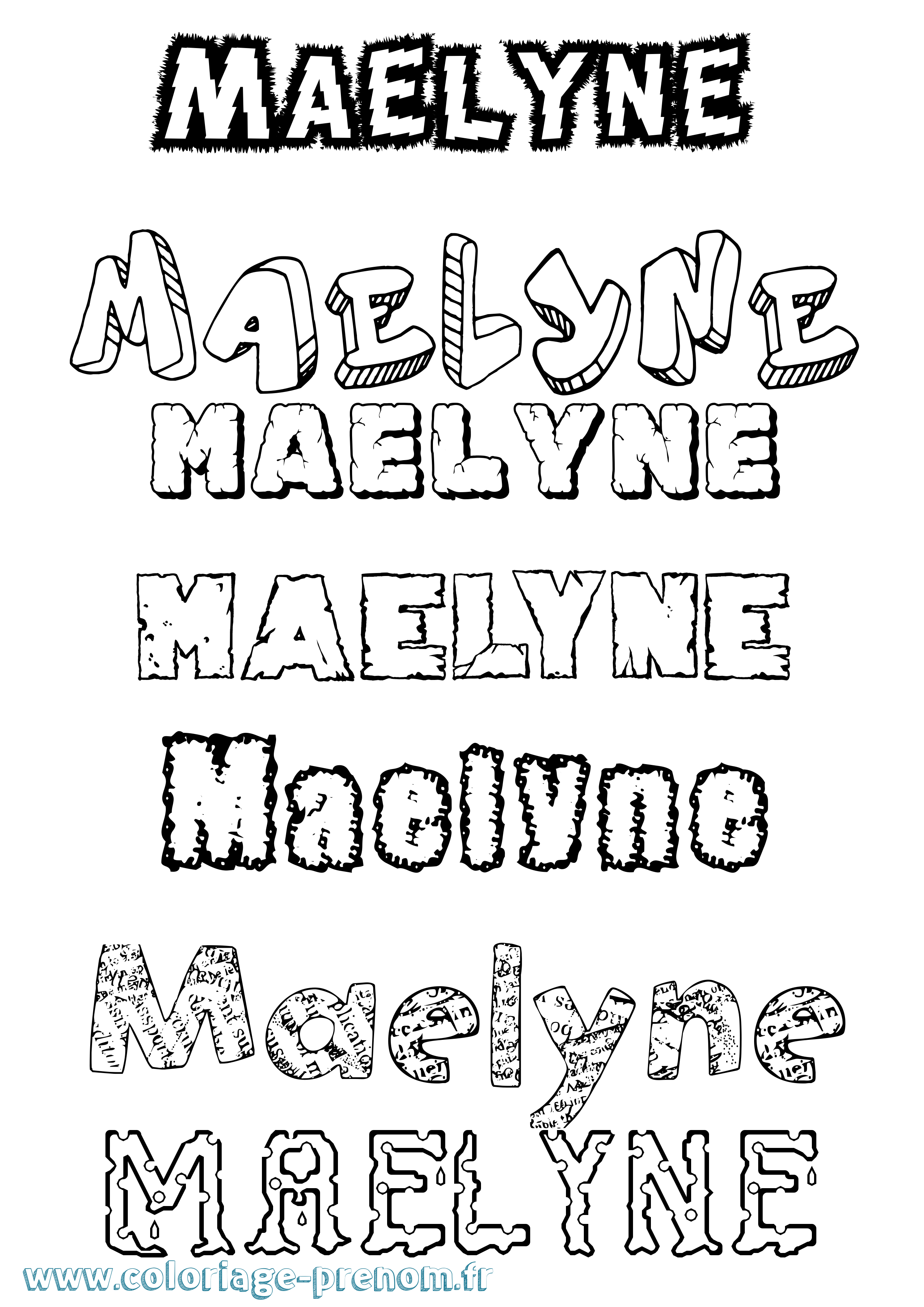 Coloriage prénom Maëlyne Destructuré