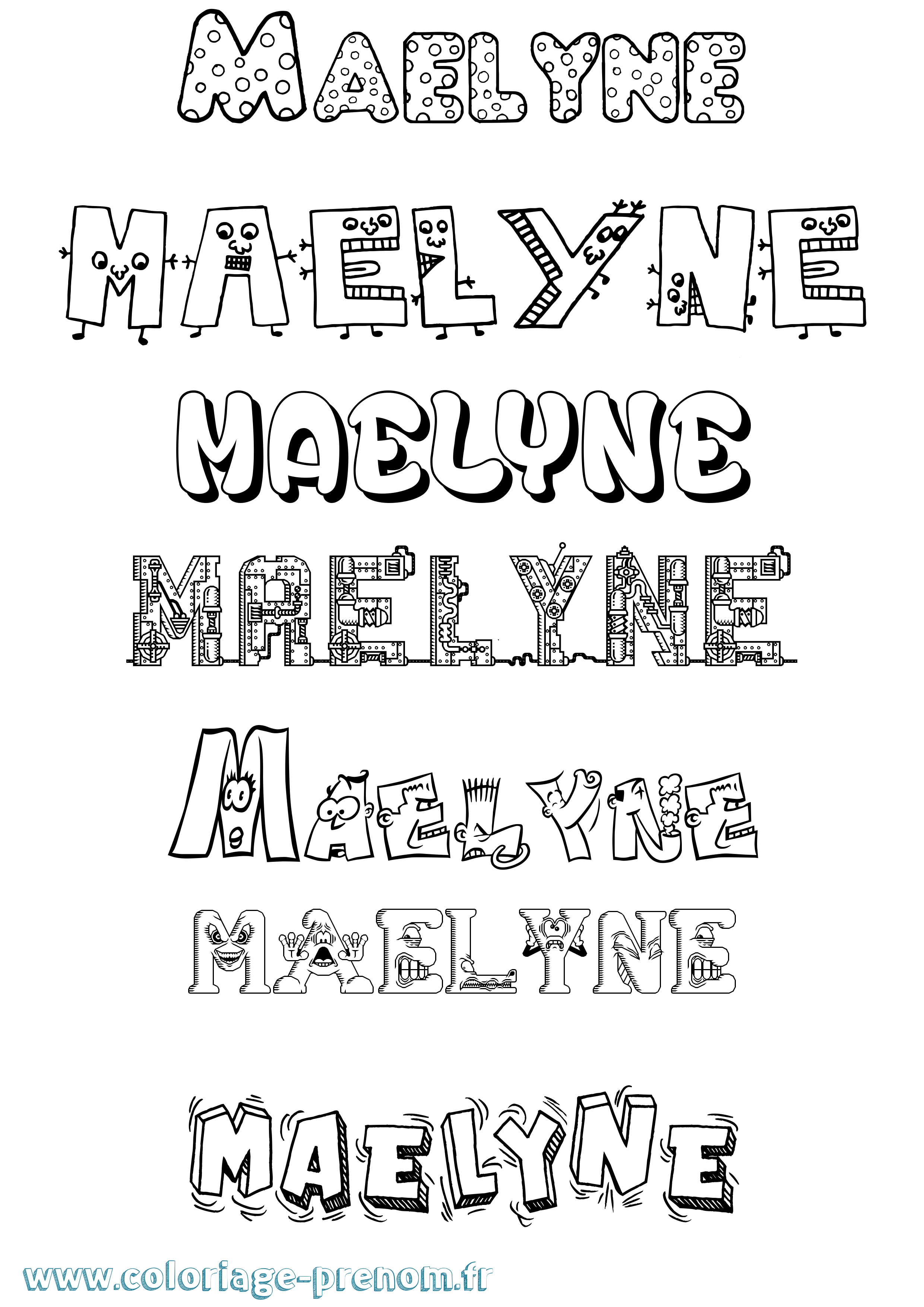 Coloriage prénom Maëlyne Fun