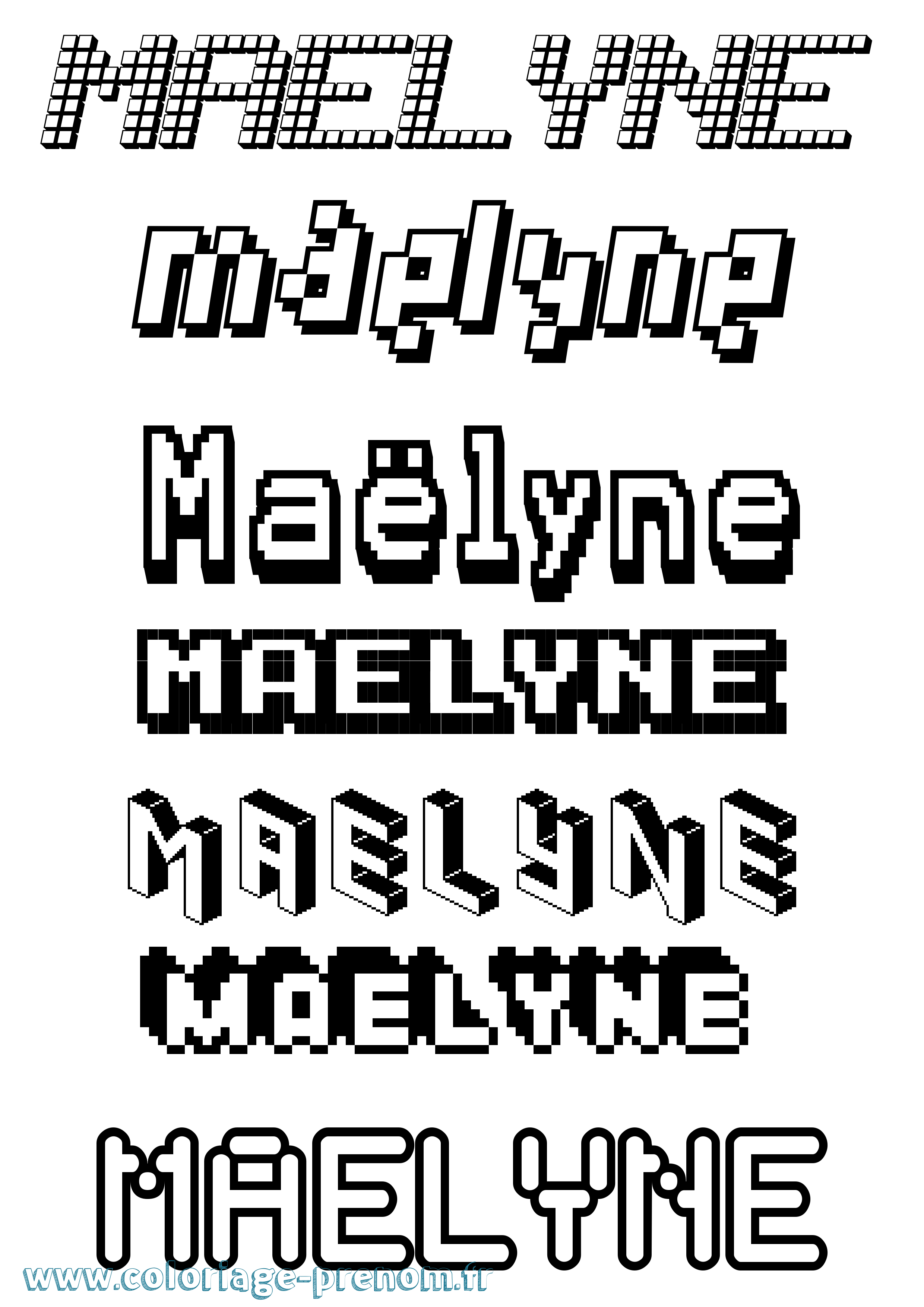 Coloriage prénom Maëlyne Pixel