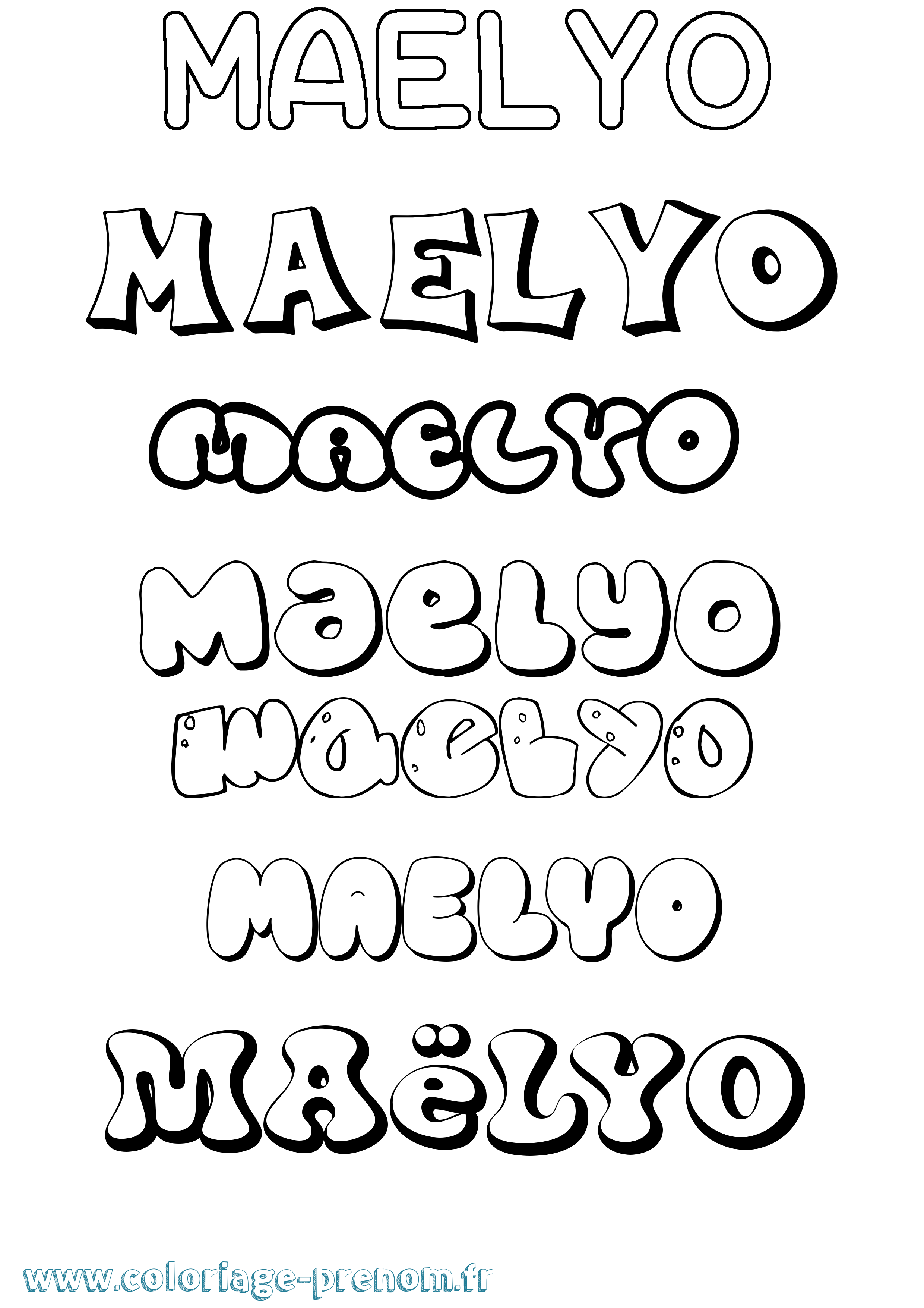 Coloriage Maëlyo Bubble Coloriage prénom Maëlyo Bubble