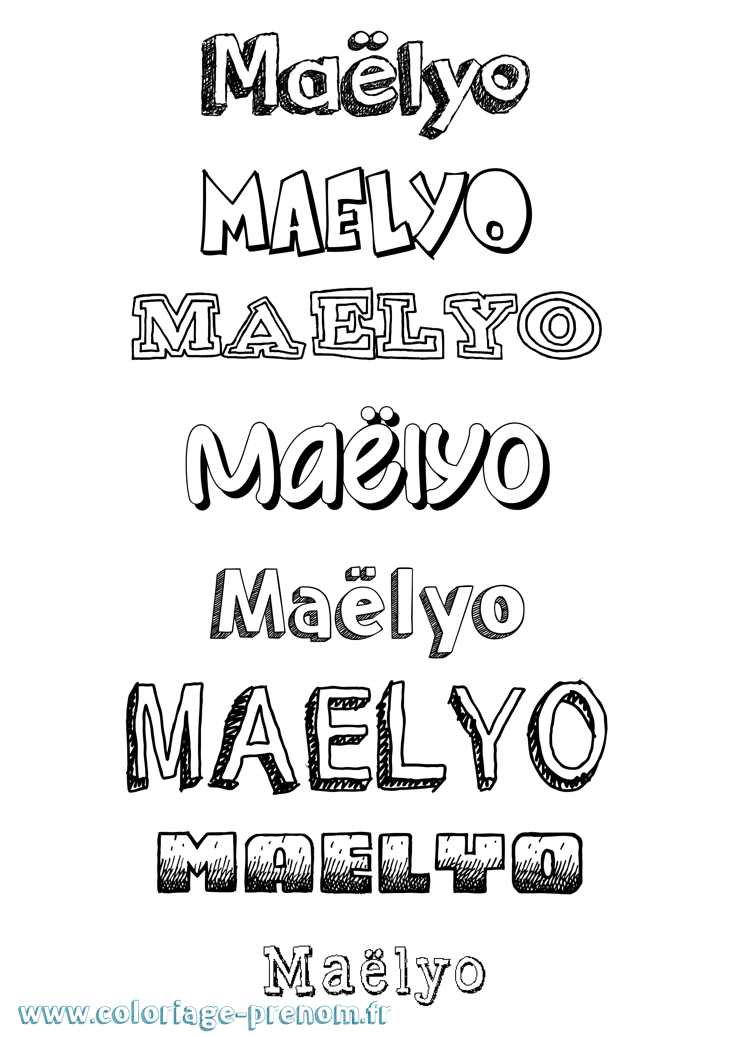 Coloriage Maëlyo Dessiné Coloriage prénom Maëlyo Dessiné