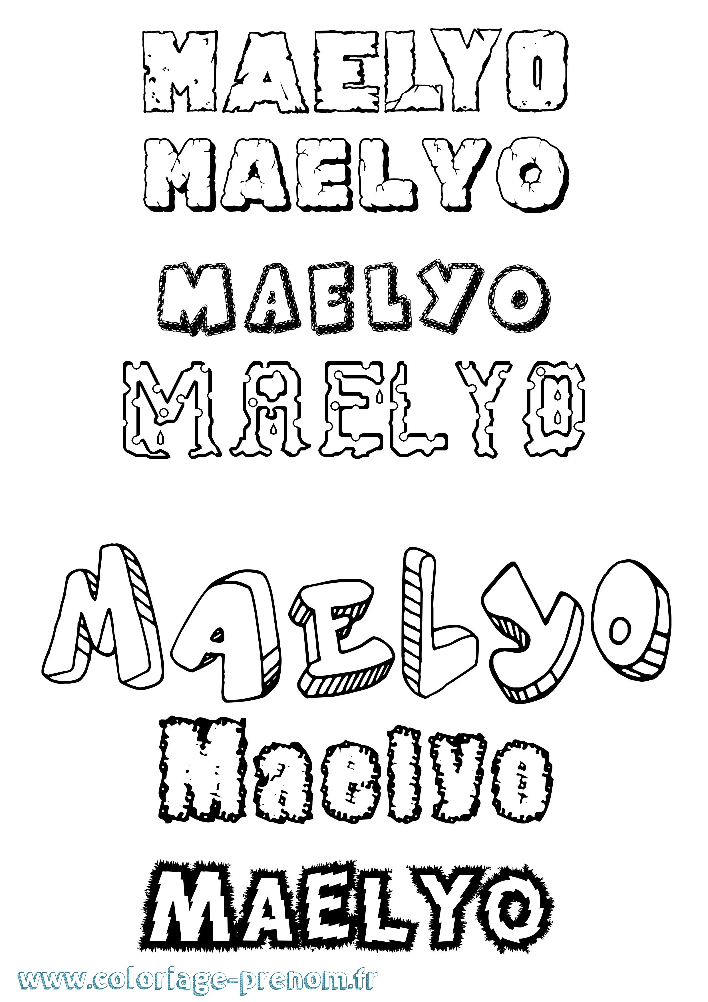 Coloriage prénom Maëlyo Destructuré