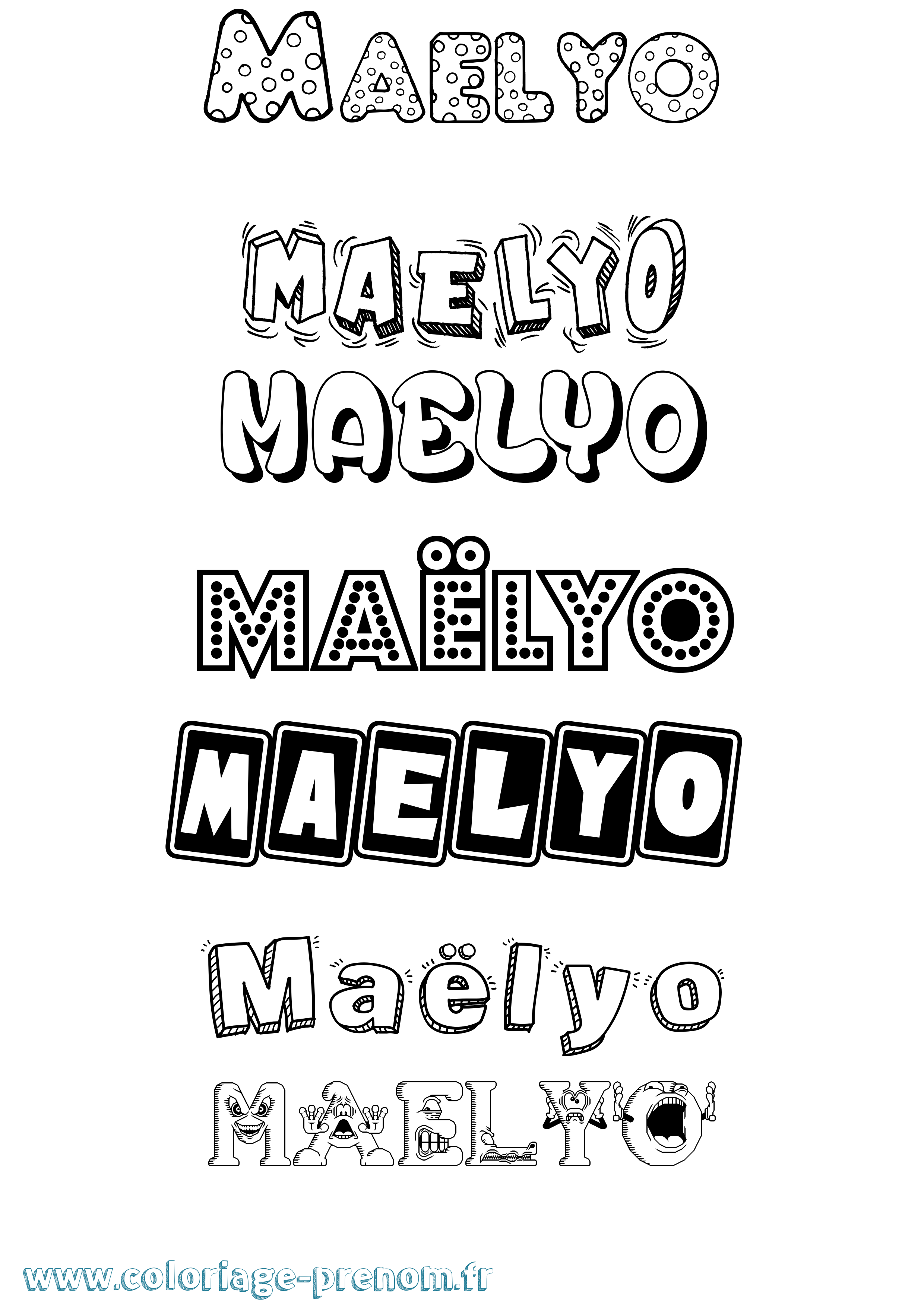 Coloriage prénom Maëlyo Fun