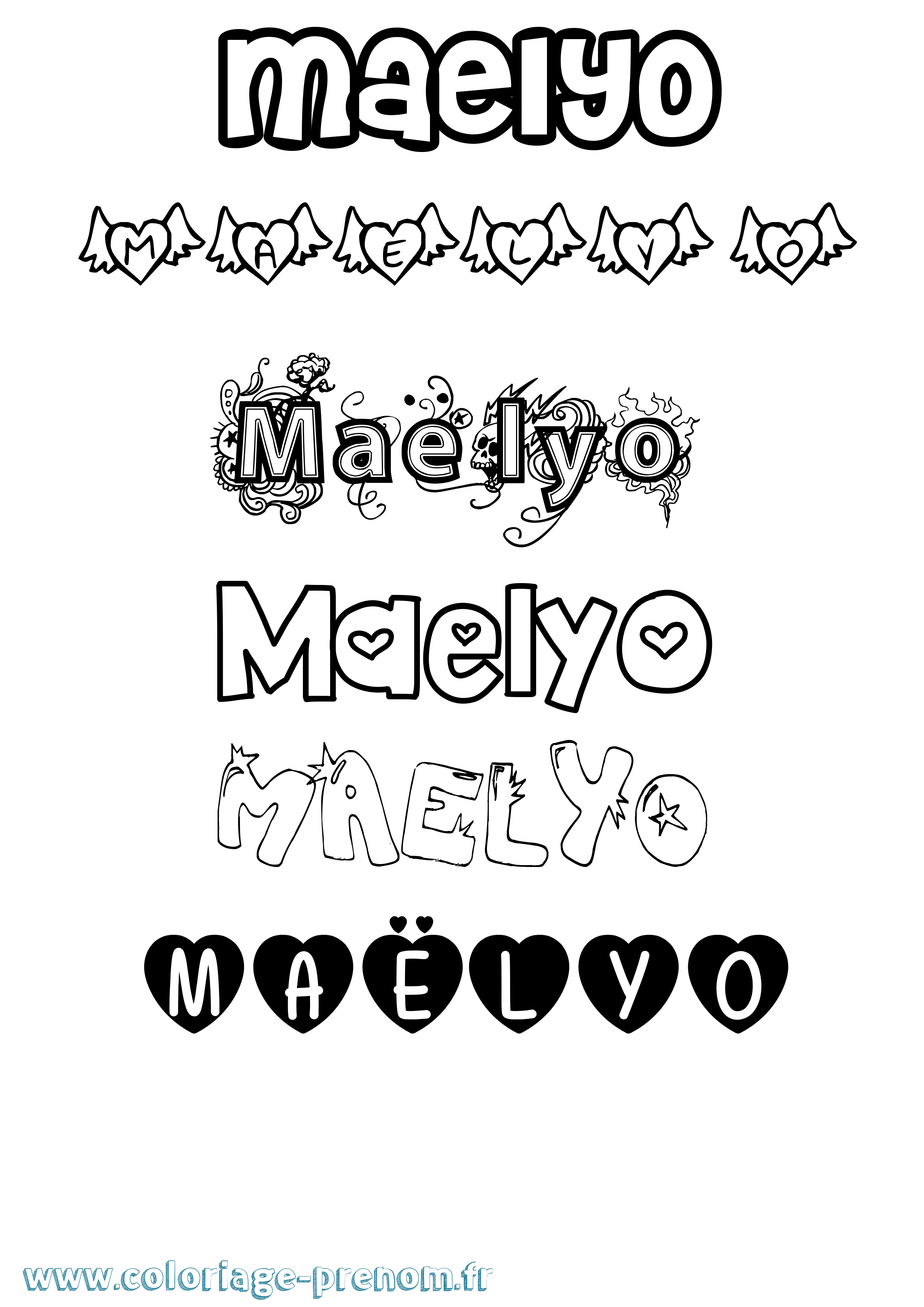 Coloriage Maëlyo Girly Coloriage prénom Maëlyo Girly