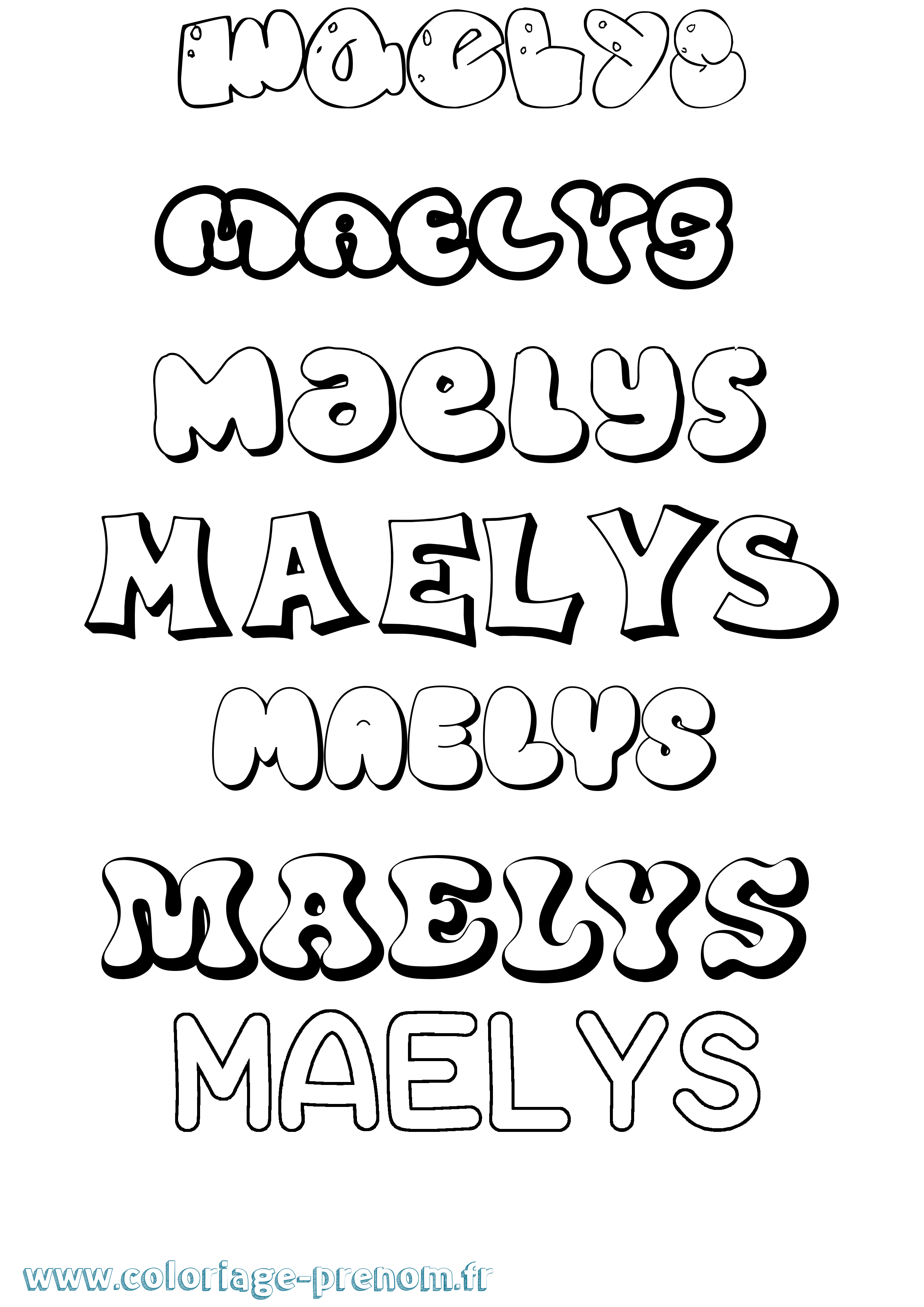 Coloriage Maelys Bubble Coloriage prénom Maelys Bubble