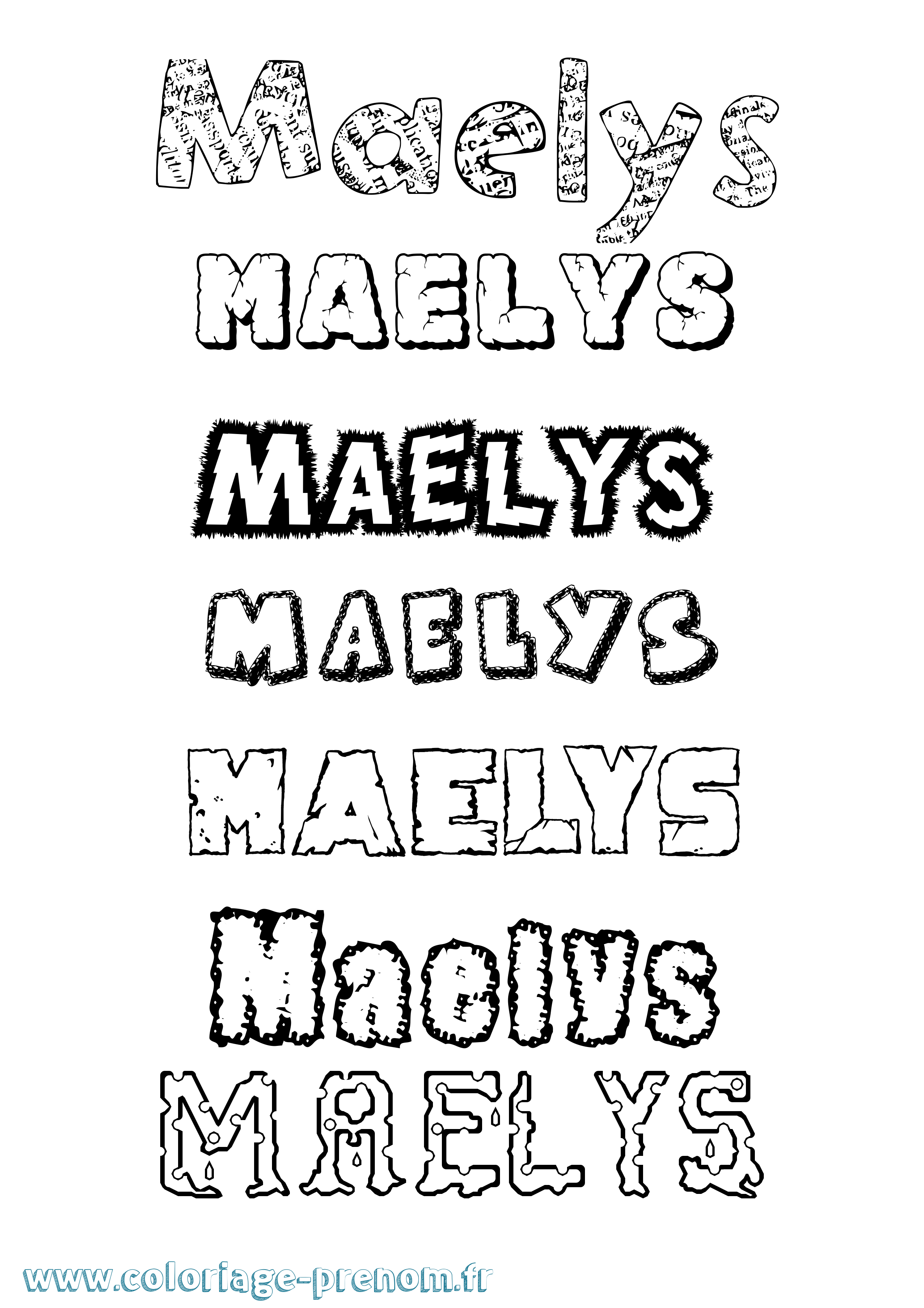 Coloriage prénom Maelys Destructuré