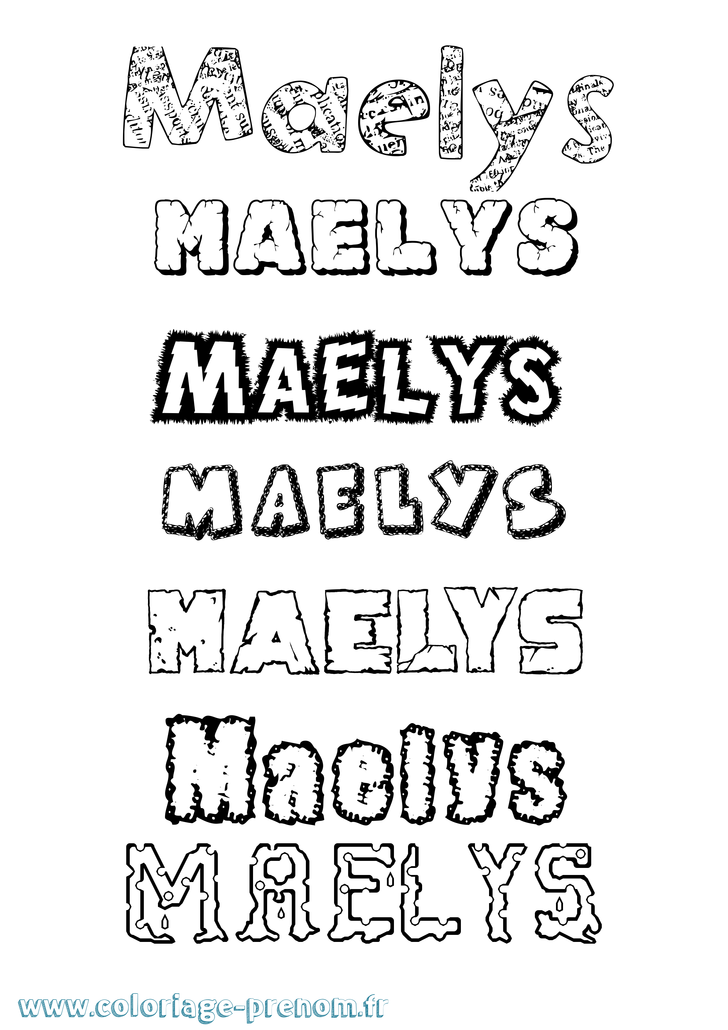 Coloriage Maelys Destructuré Coloriage prénom Maelys Destructuré