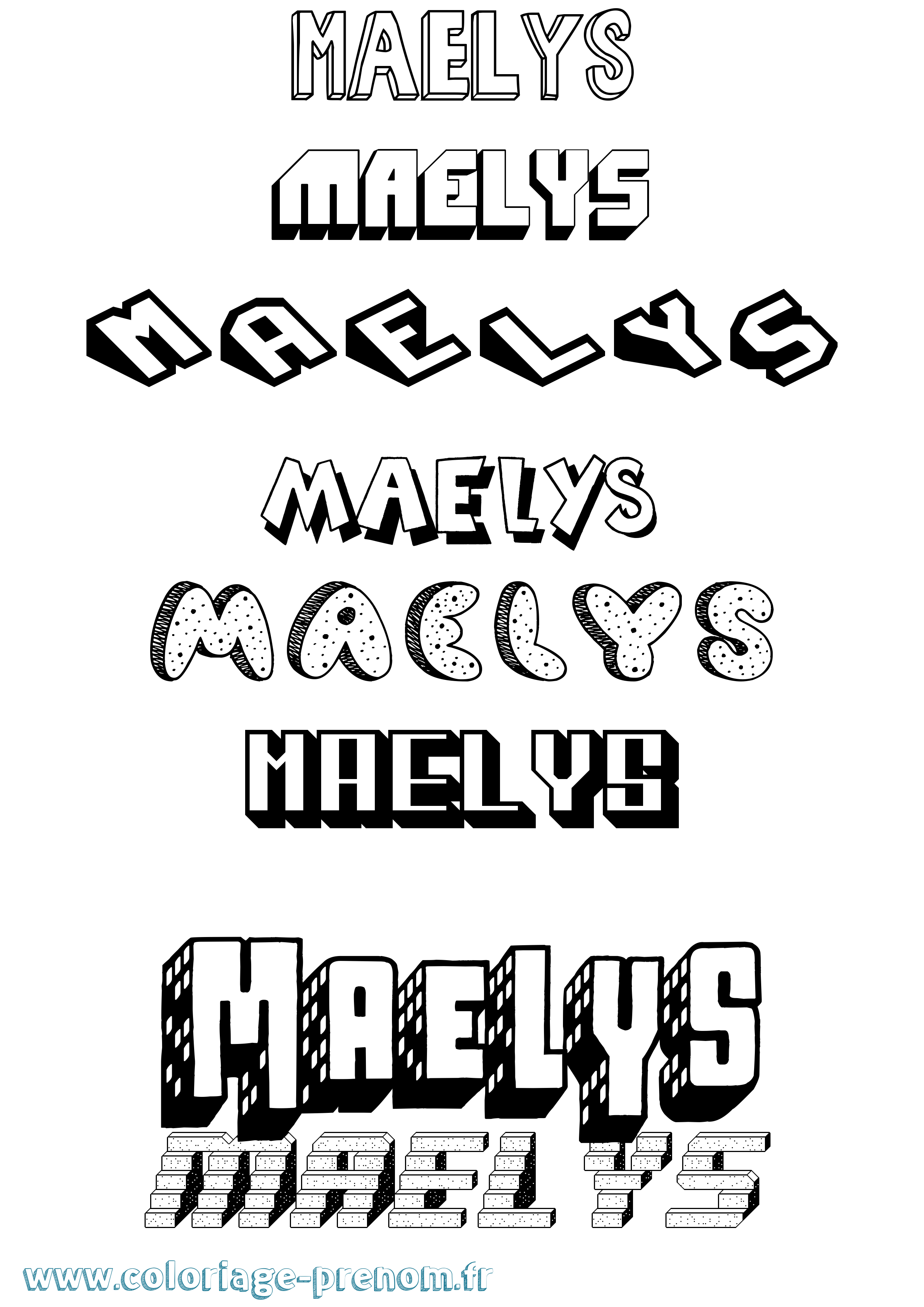 Coloriage prénom Maelys Effet 3D