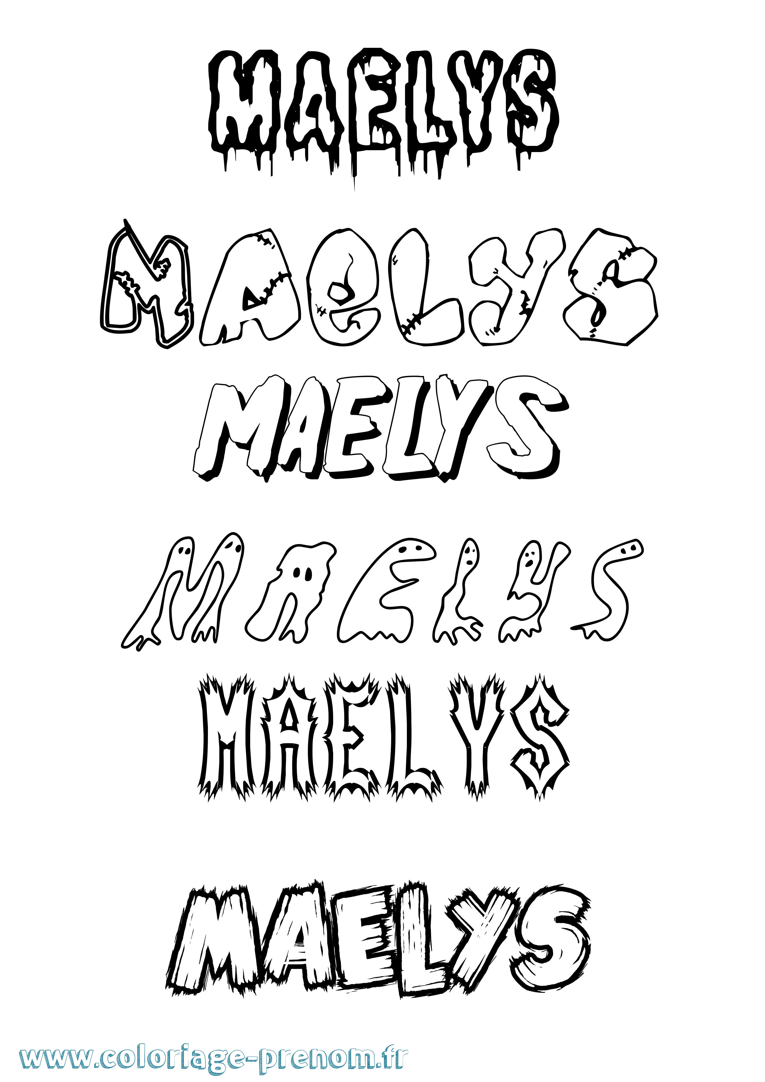 Coloriage Maelys Frisson Coloriage prénom Maelys Frisson