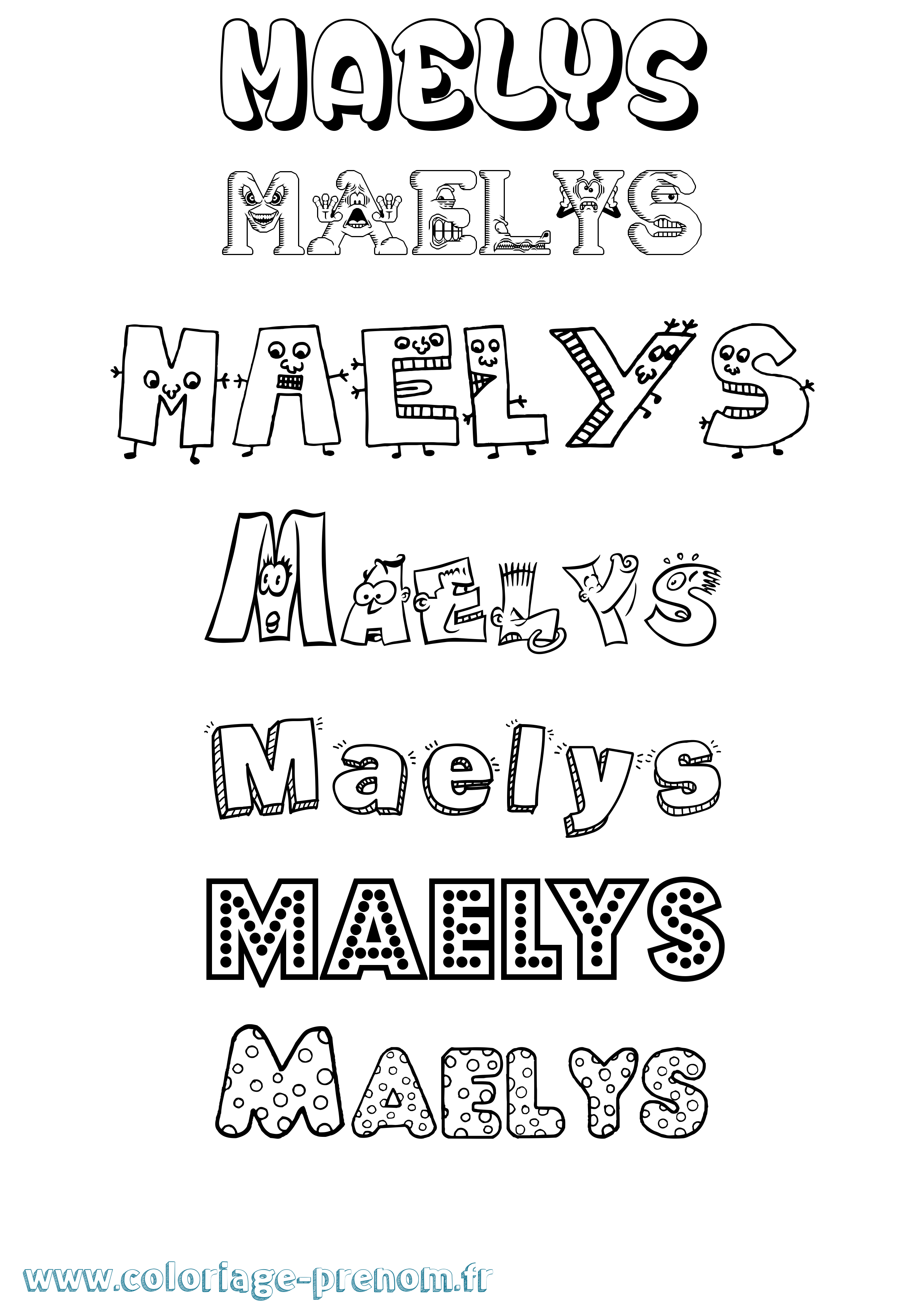 Coloriage prénom Maelys Fun