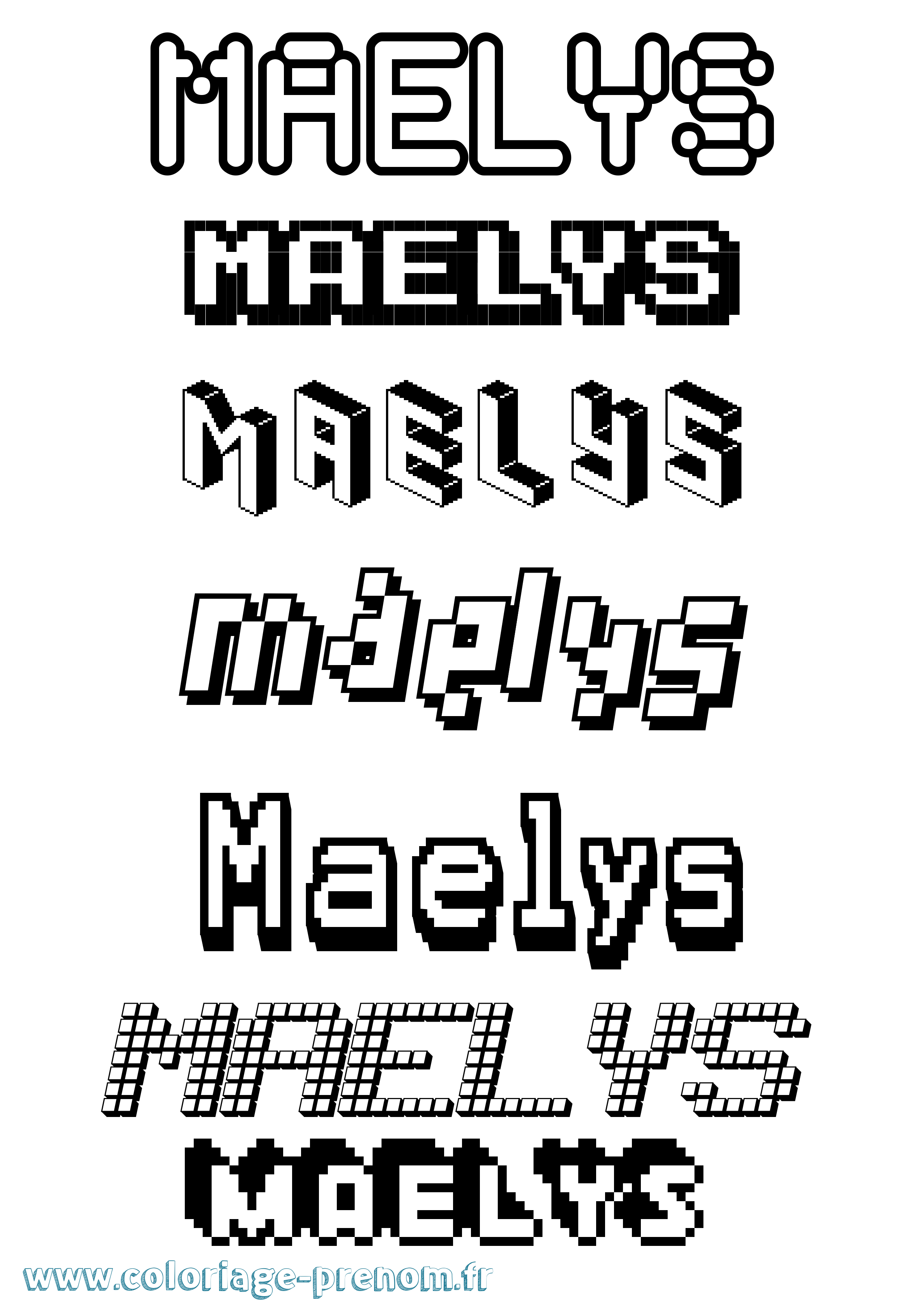 Coloriage prénom Maelys Pixel