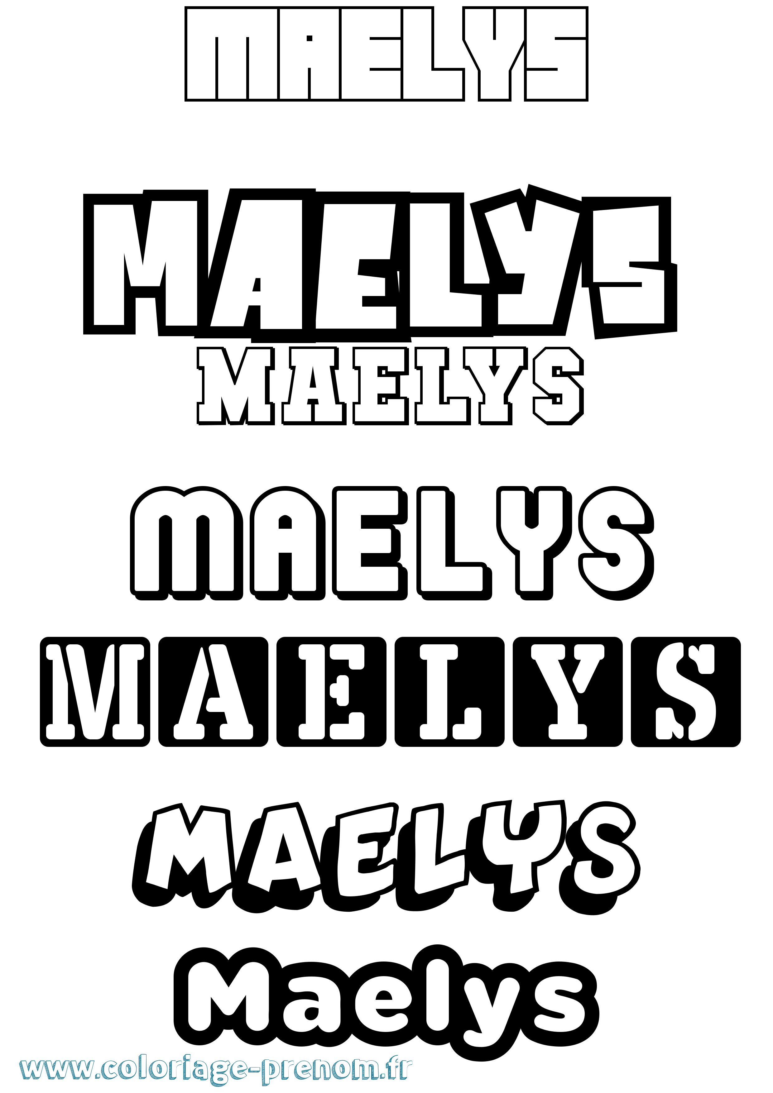 Coloriage prénom Maelys Simple