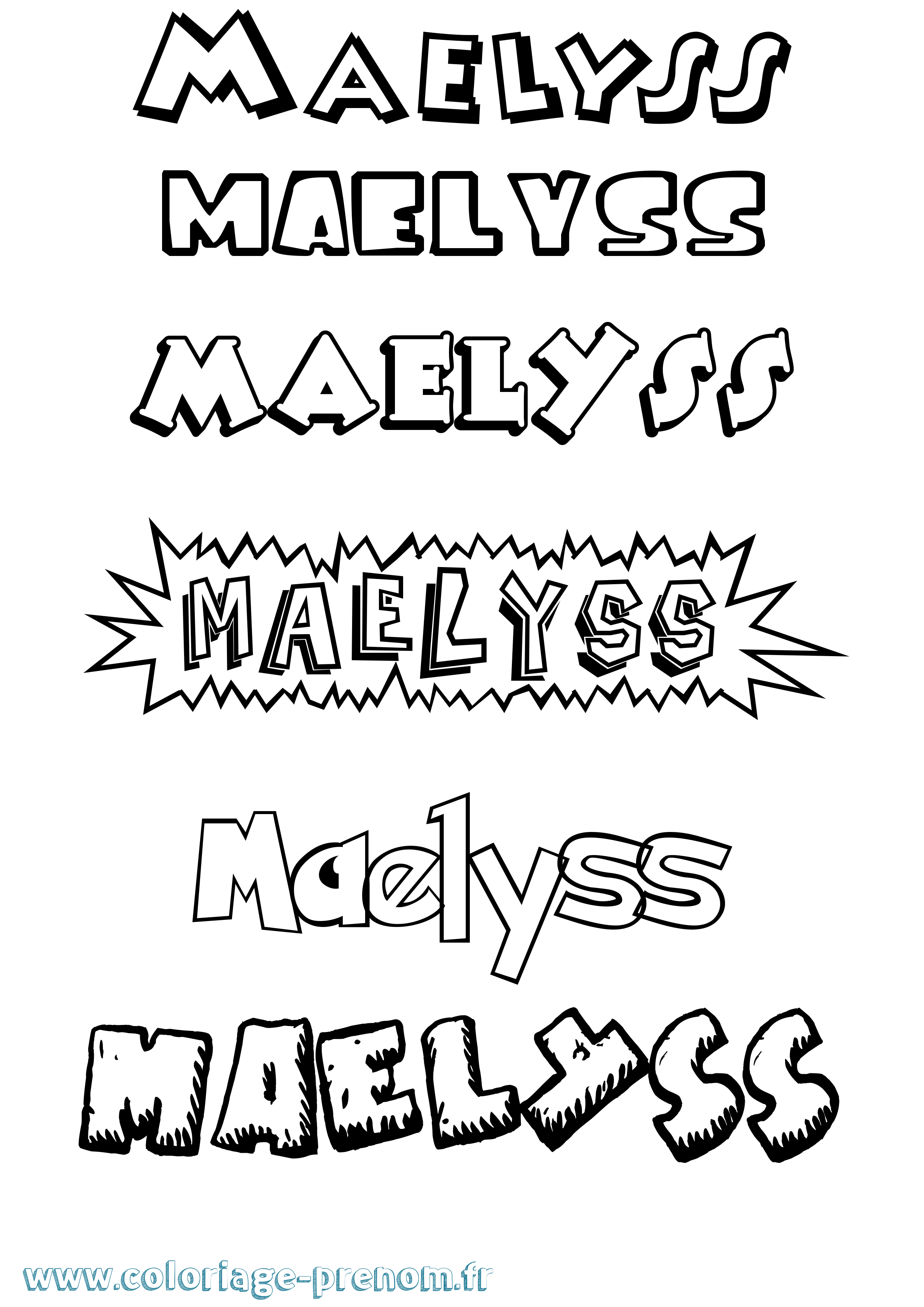 Coloriage prénom Maelyss Dessin Animé