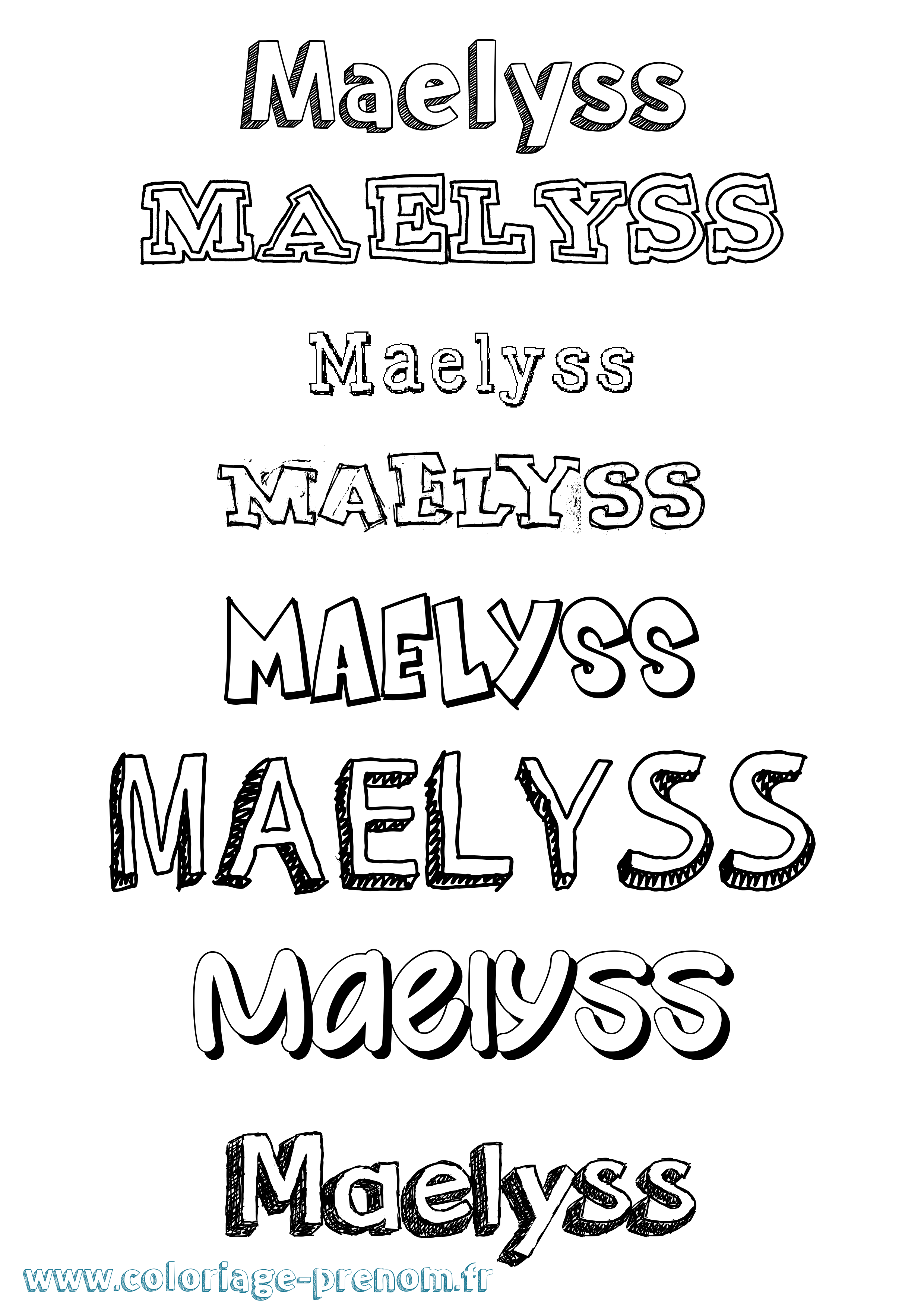Coloriage prénom Maelyss Dessiné