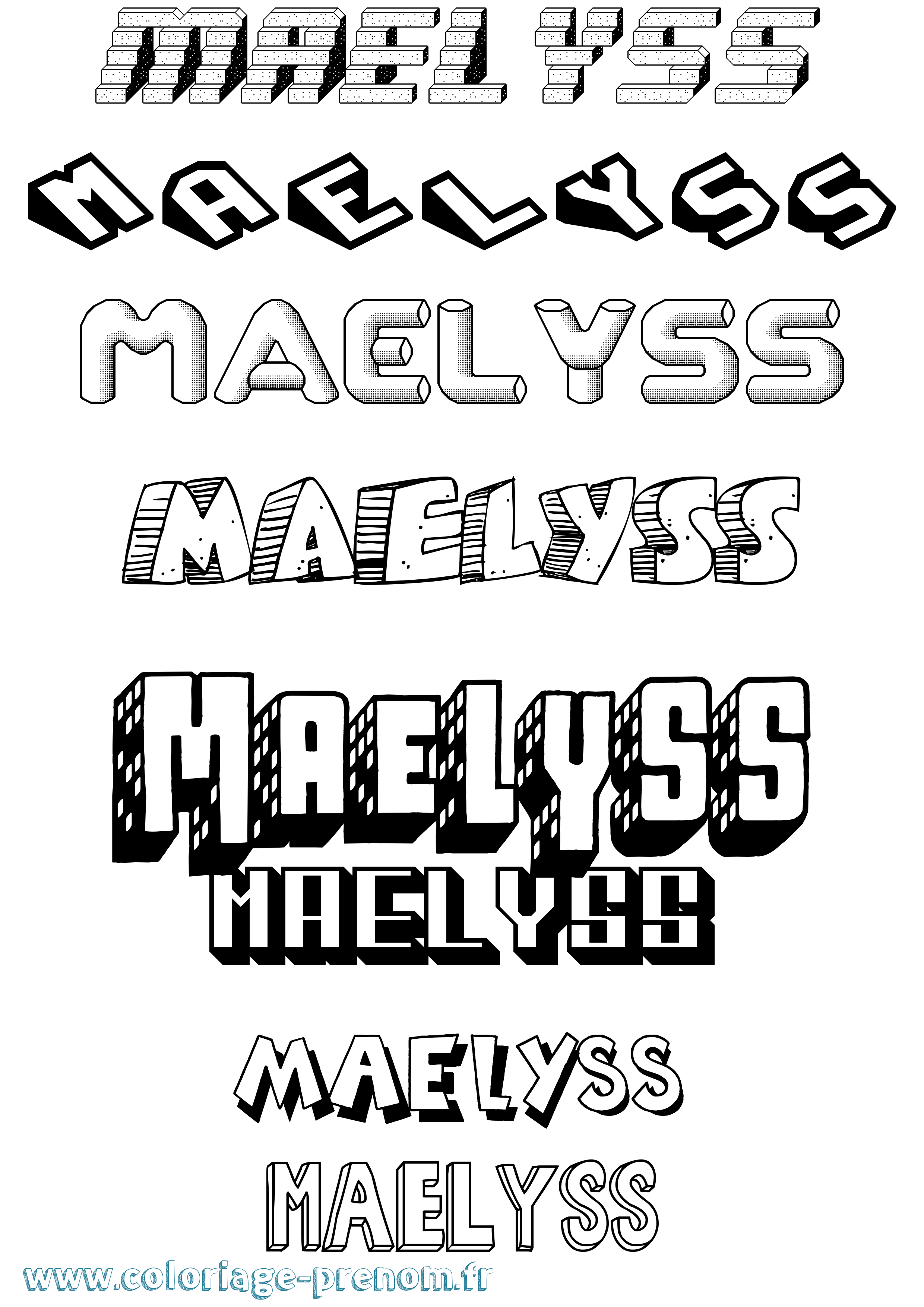 Coloriage prénom Maelyss Effet 3D