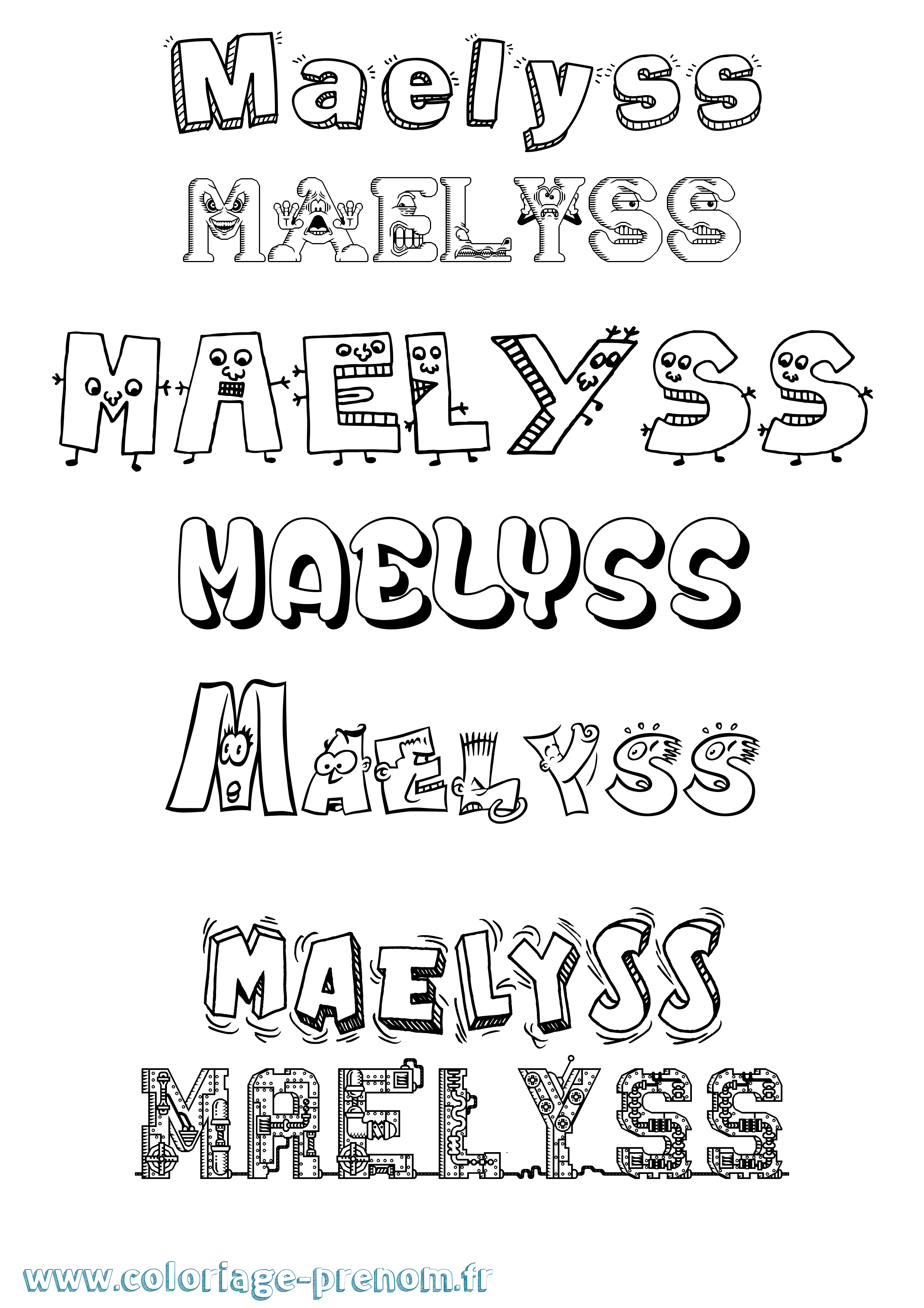 Coloriage prénom Maelyss Fun