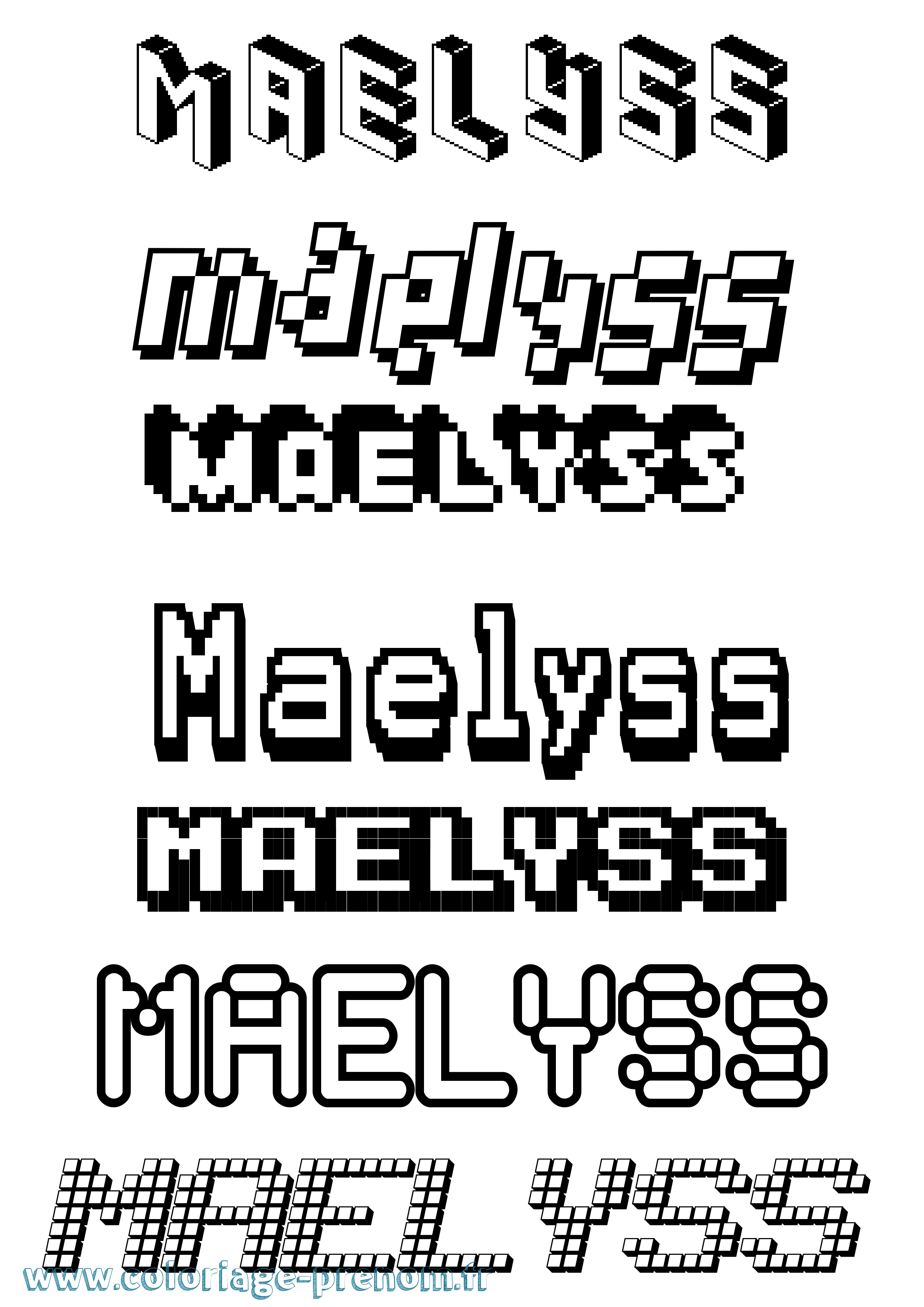 Coloriage prénom Maelyss Pixel