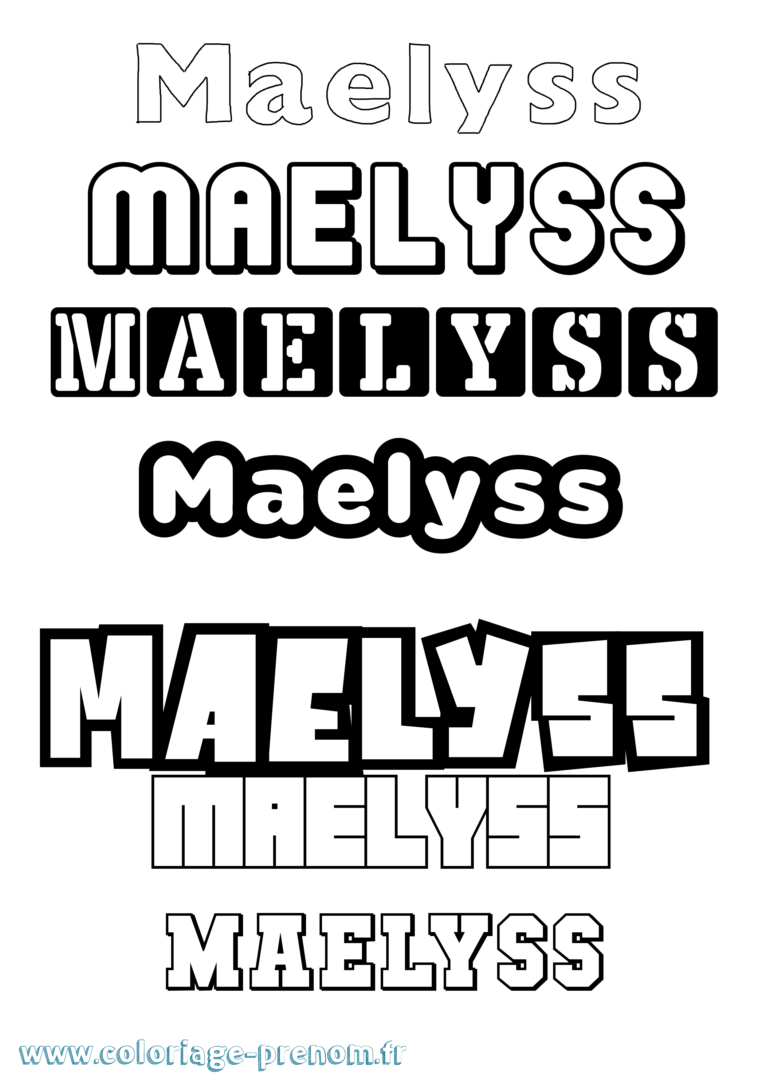 Coloriage prénom Maelyss Simple