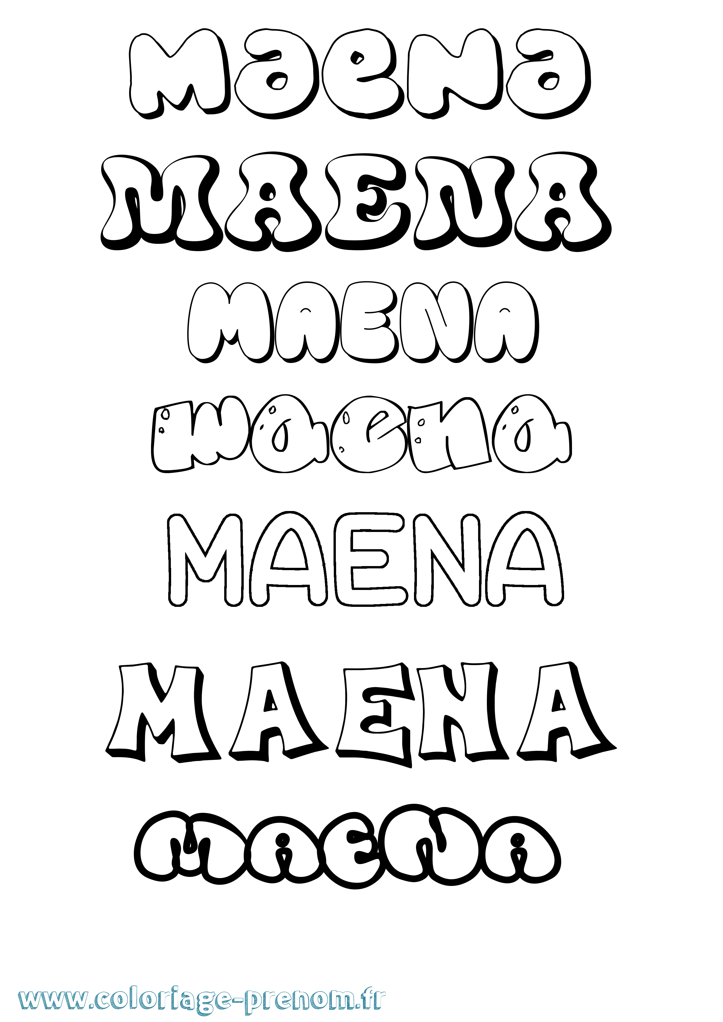 Coloriage prénom Maena Bubble