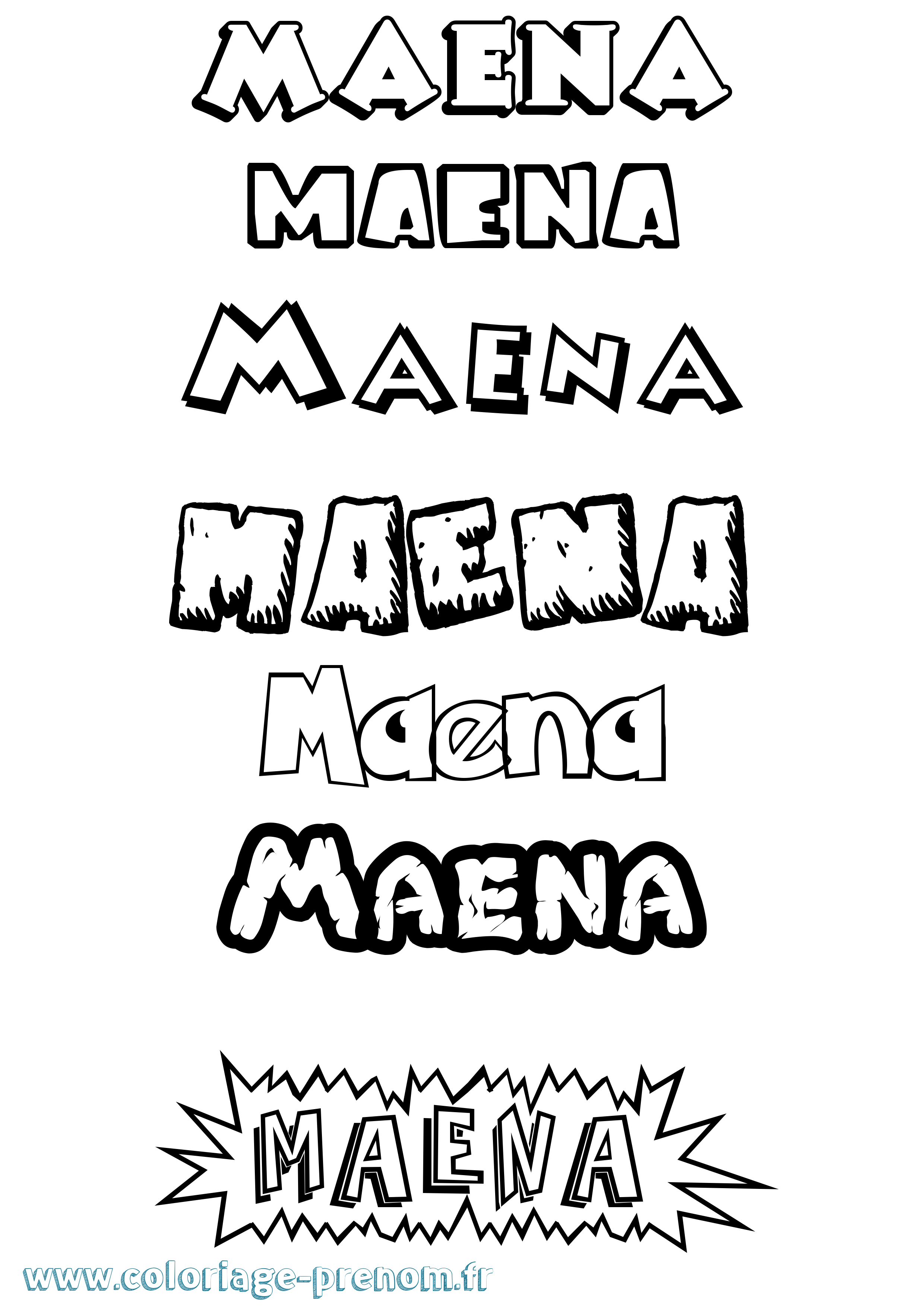 Coloriage prénom Maena Dessin Animé