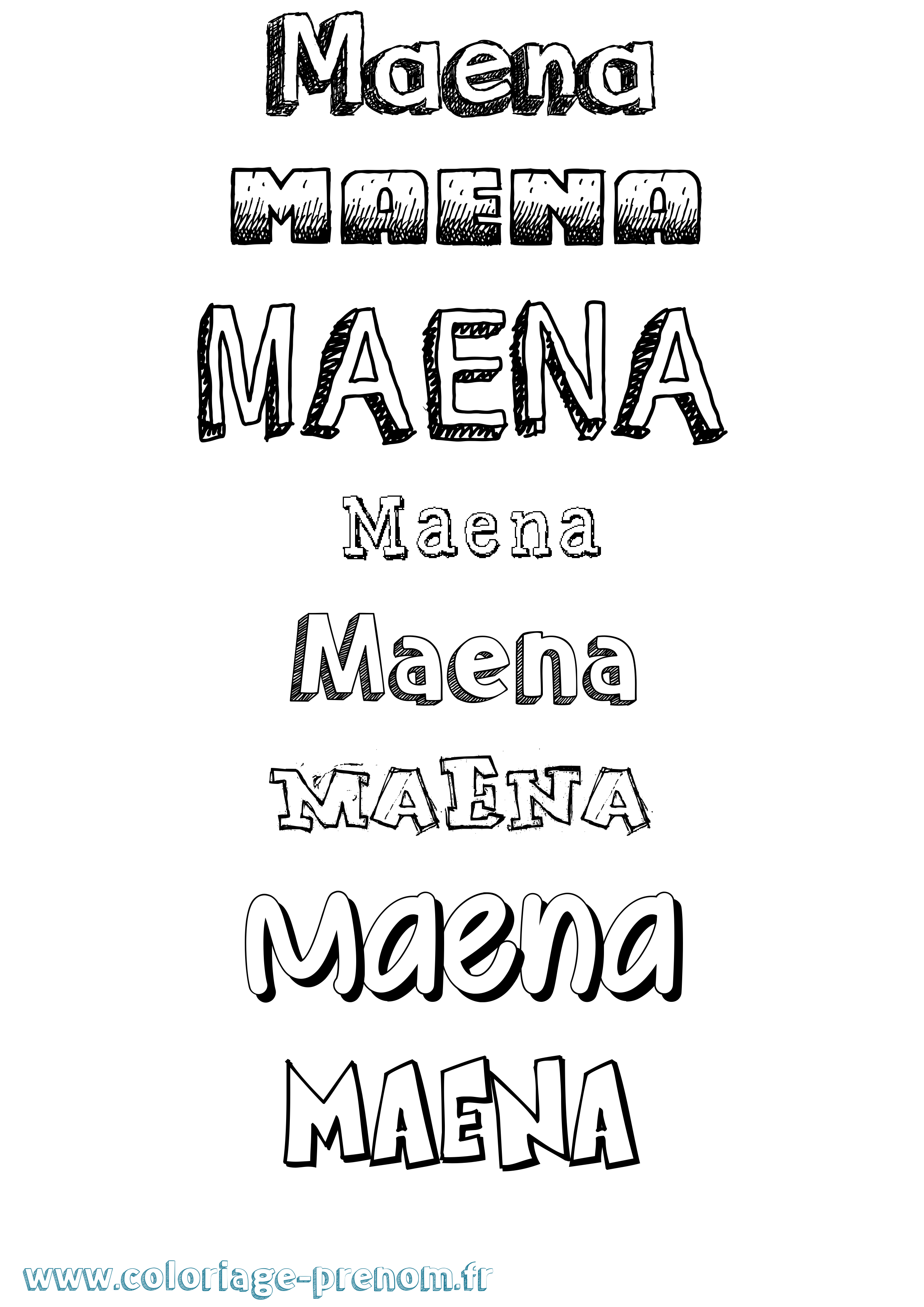 Coloriage prénom Maena Dessiné