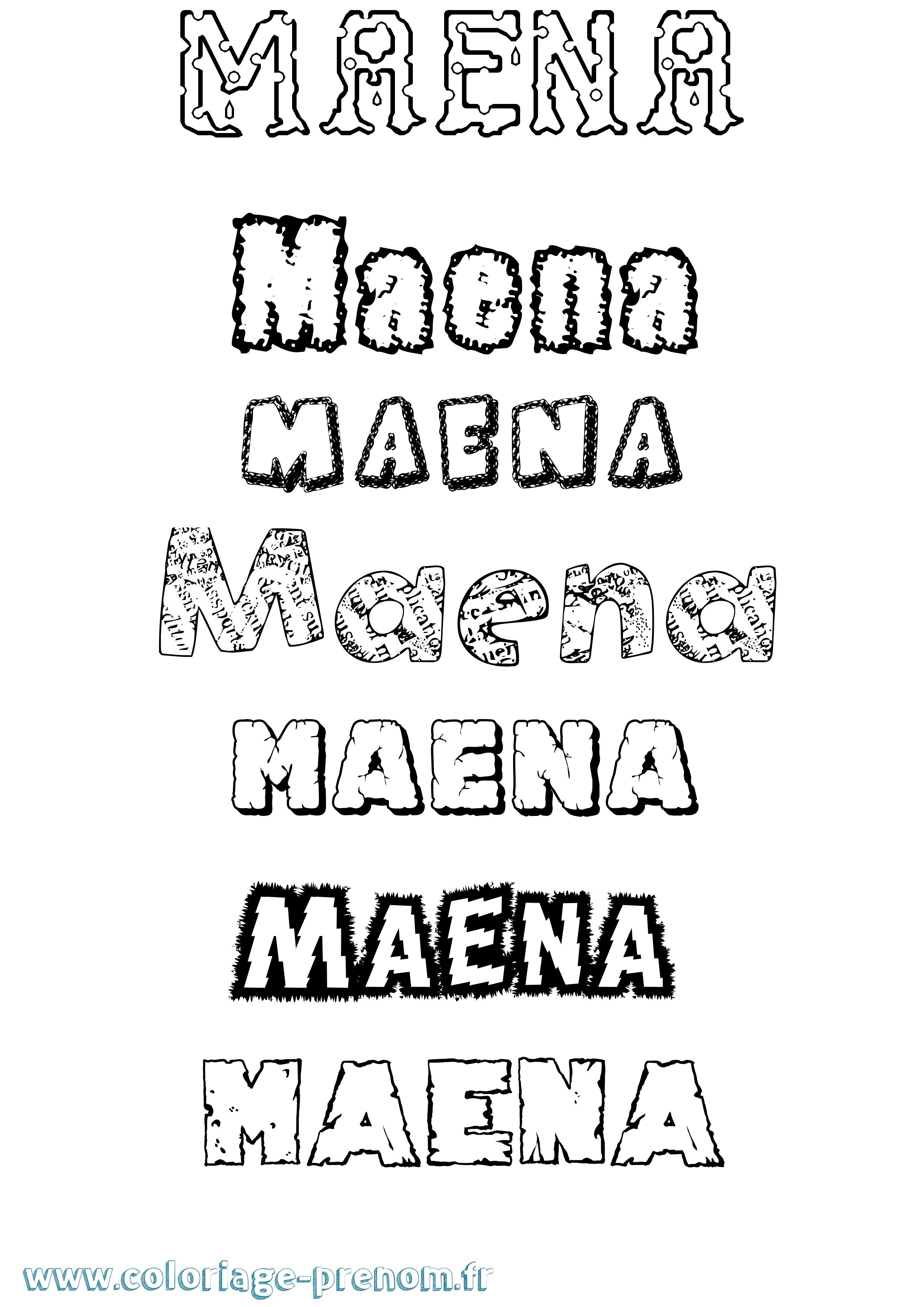 Coloriage prénom Maena Destructuré