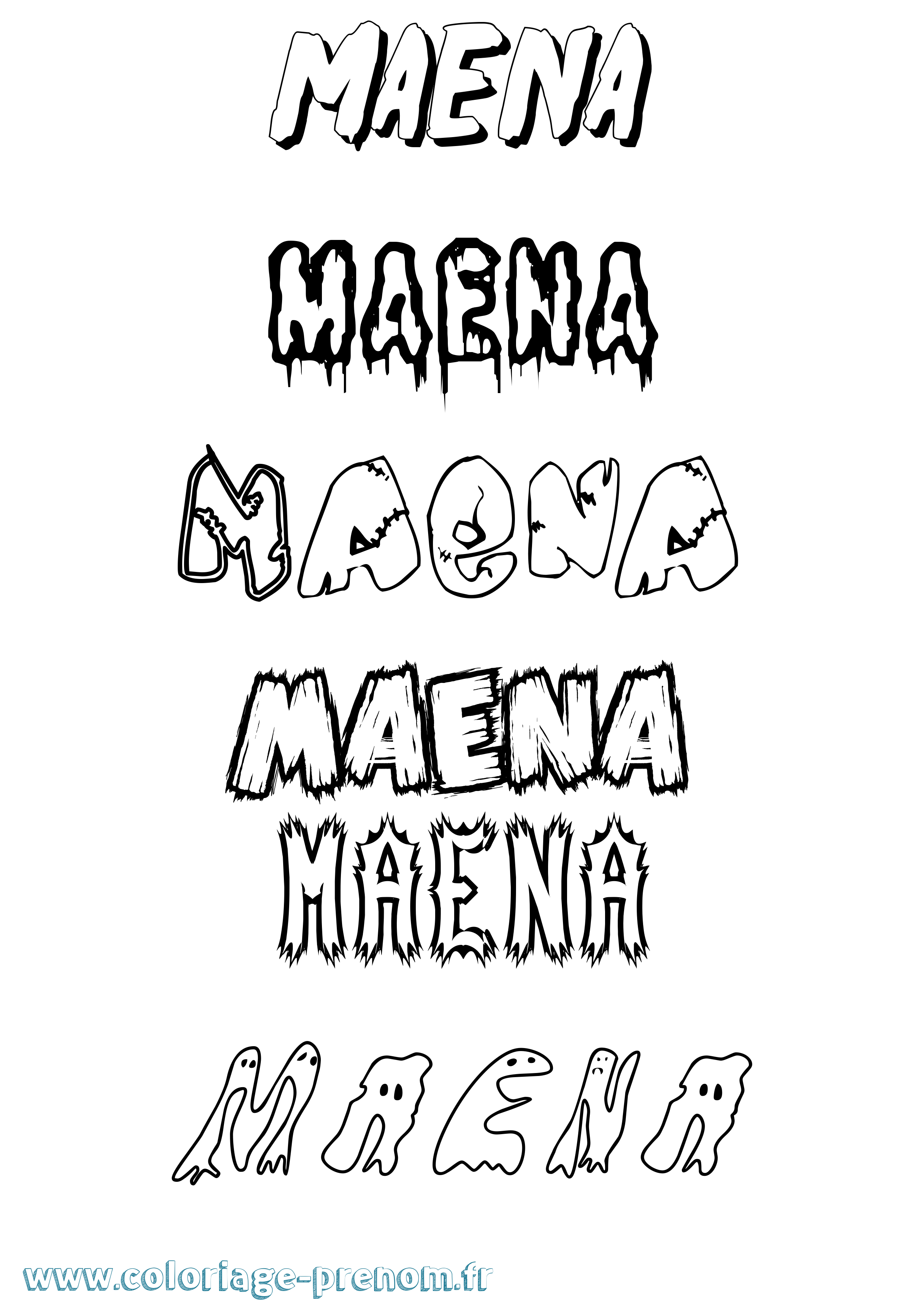 Coloriage prénom Maena Frisson