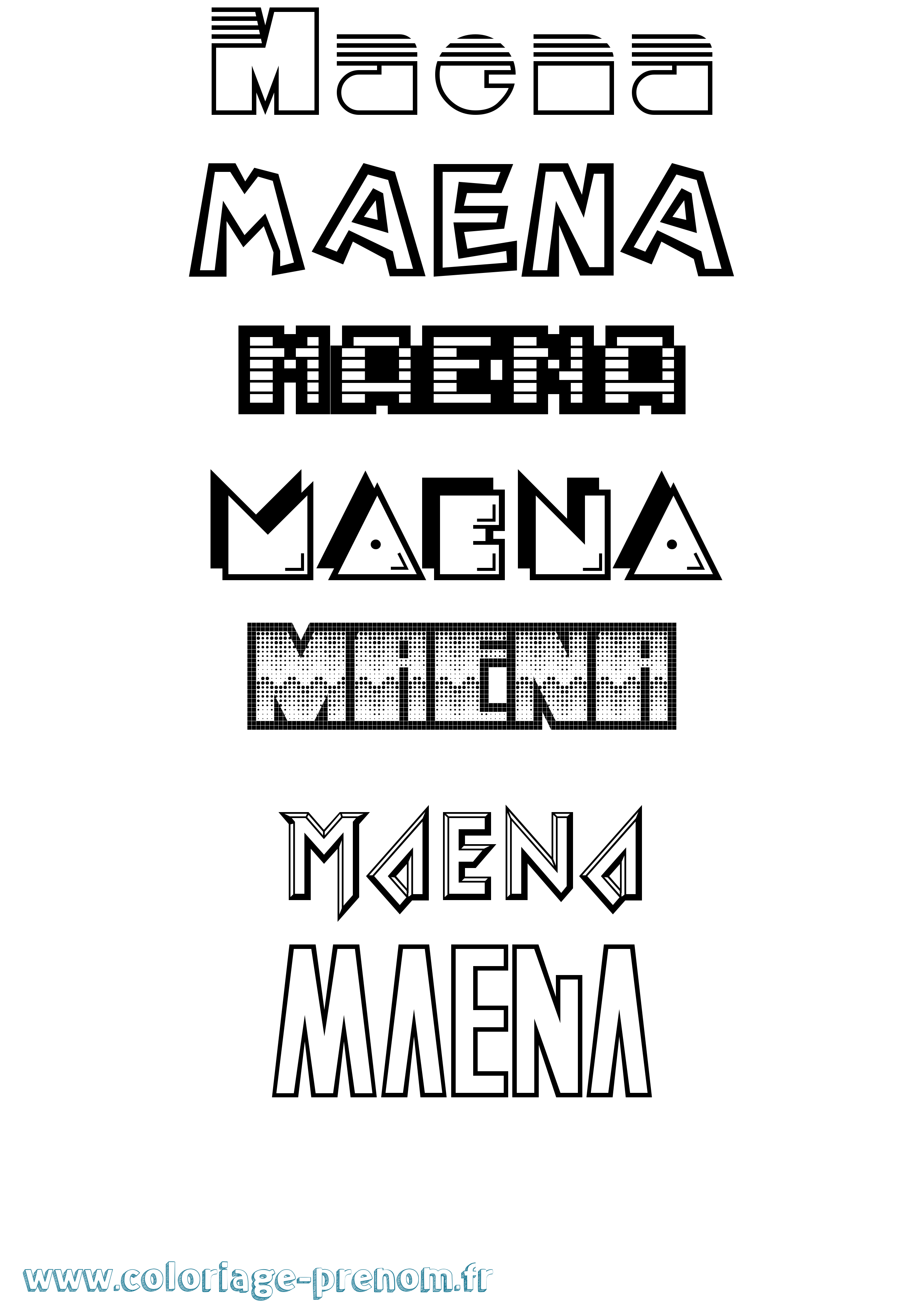 Coloriage prénom Maena Jeux Vidéos