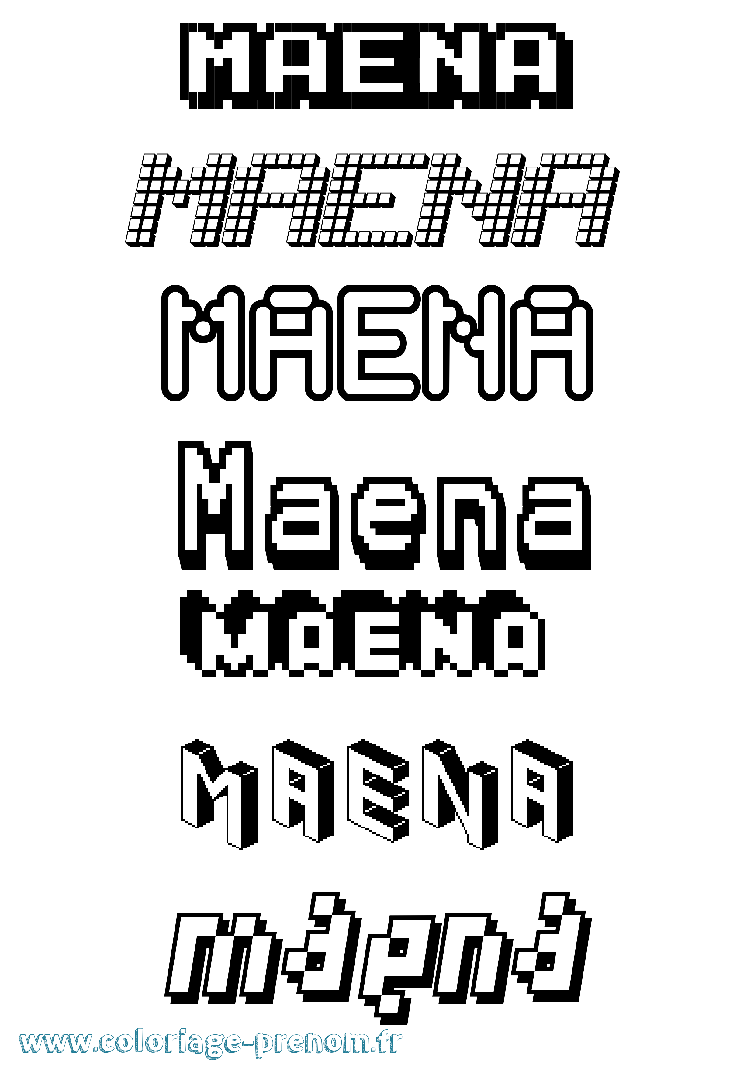Coloriage prénom Maena Pixel
