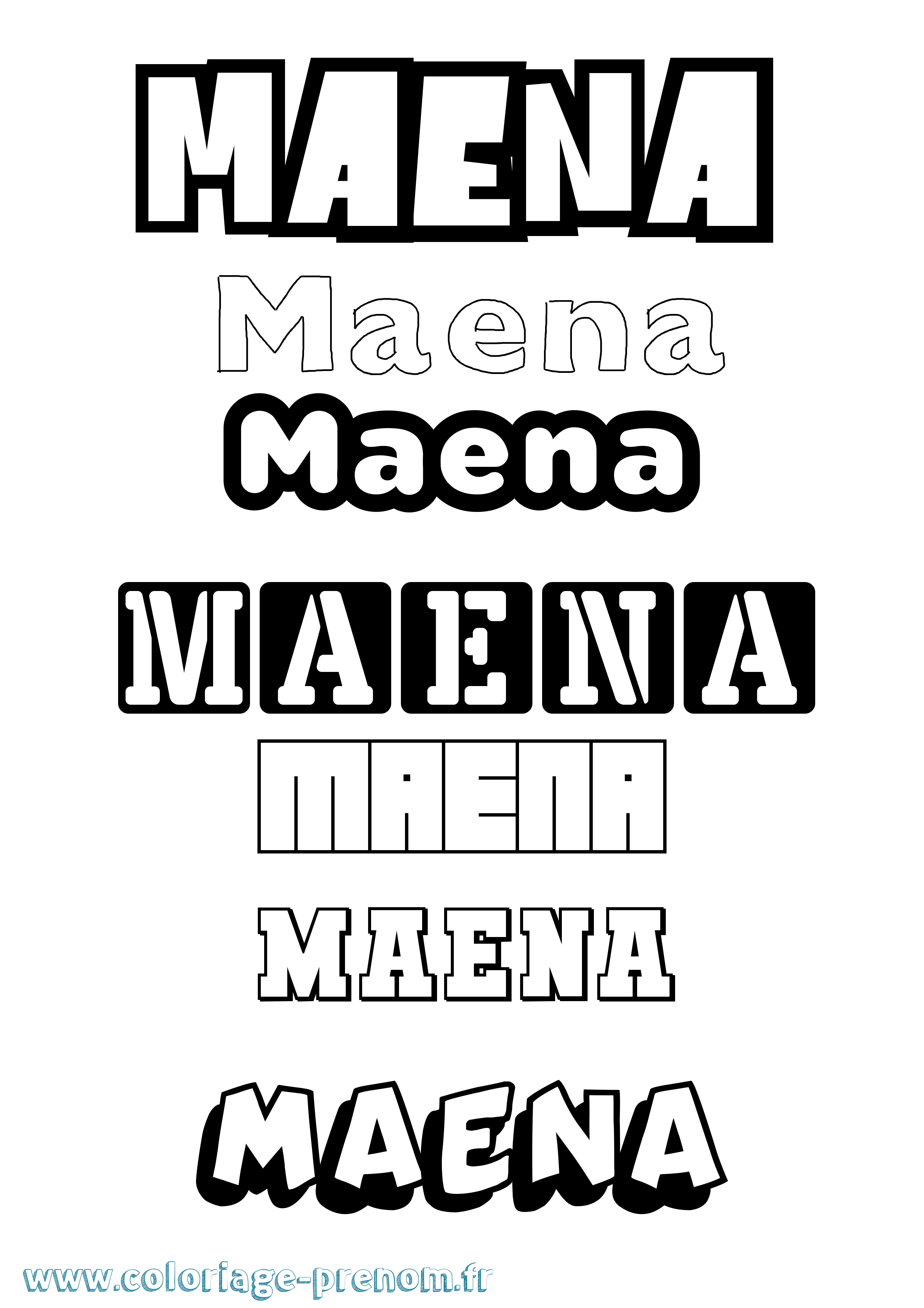 Coloriage prénom Maena Simple