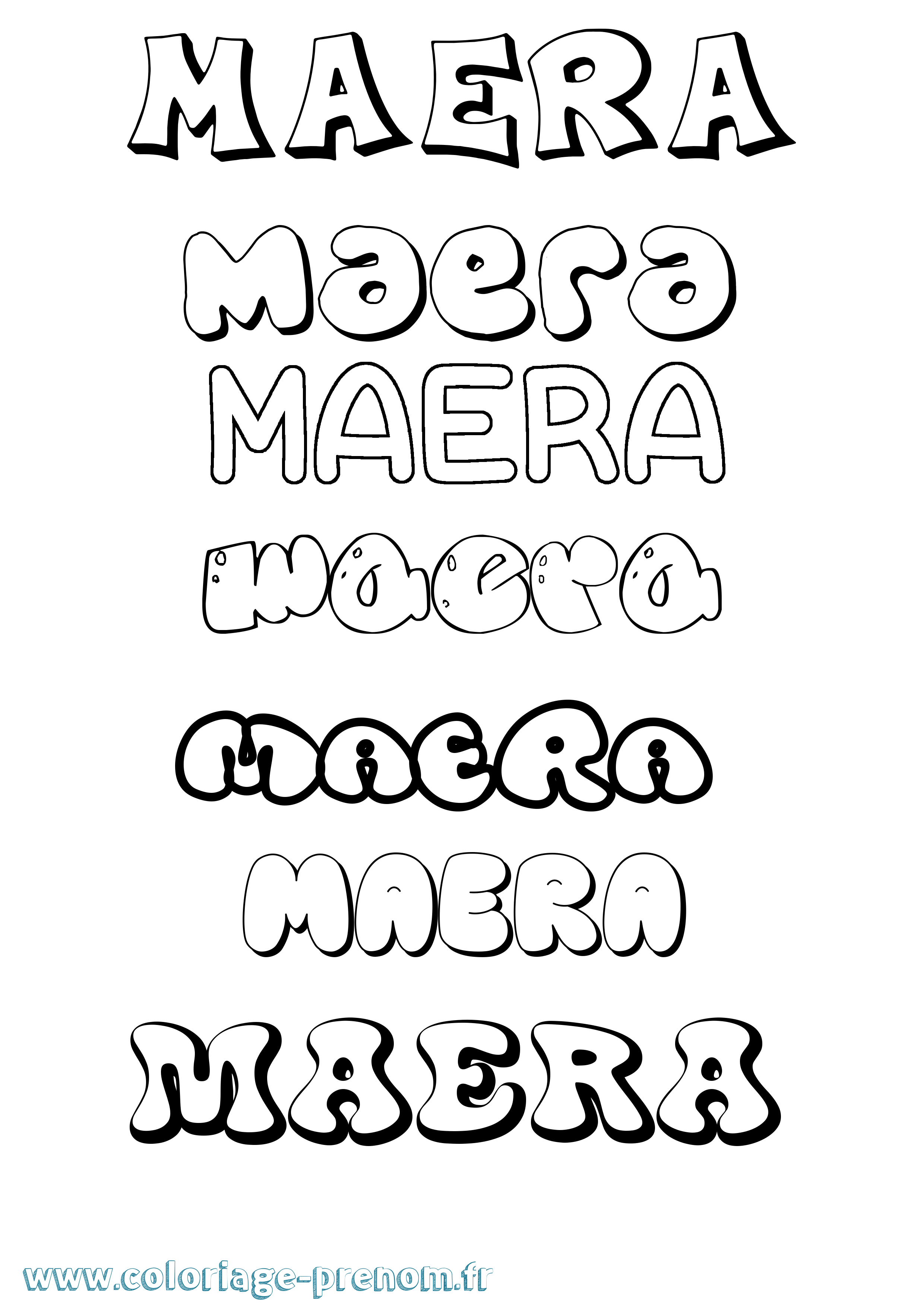 Coloriage prénom Maera Bubble