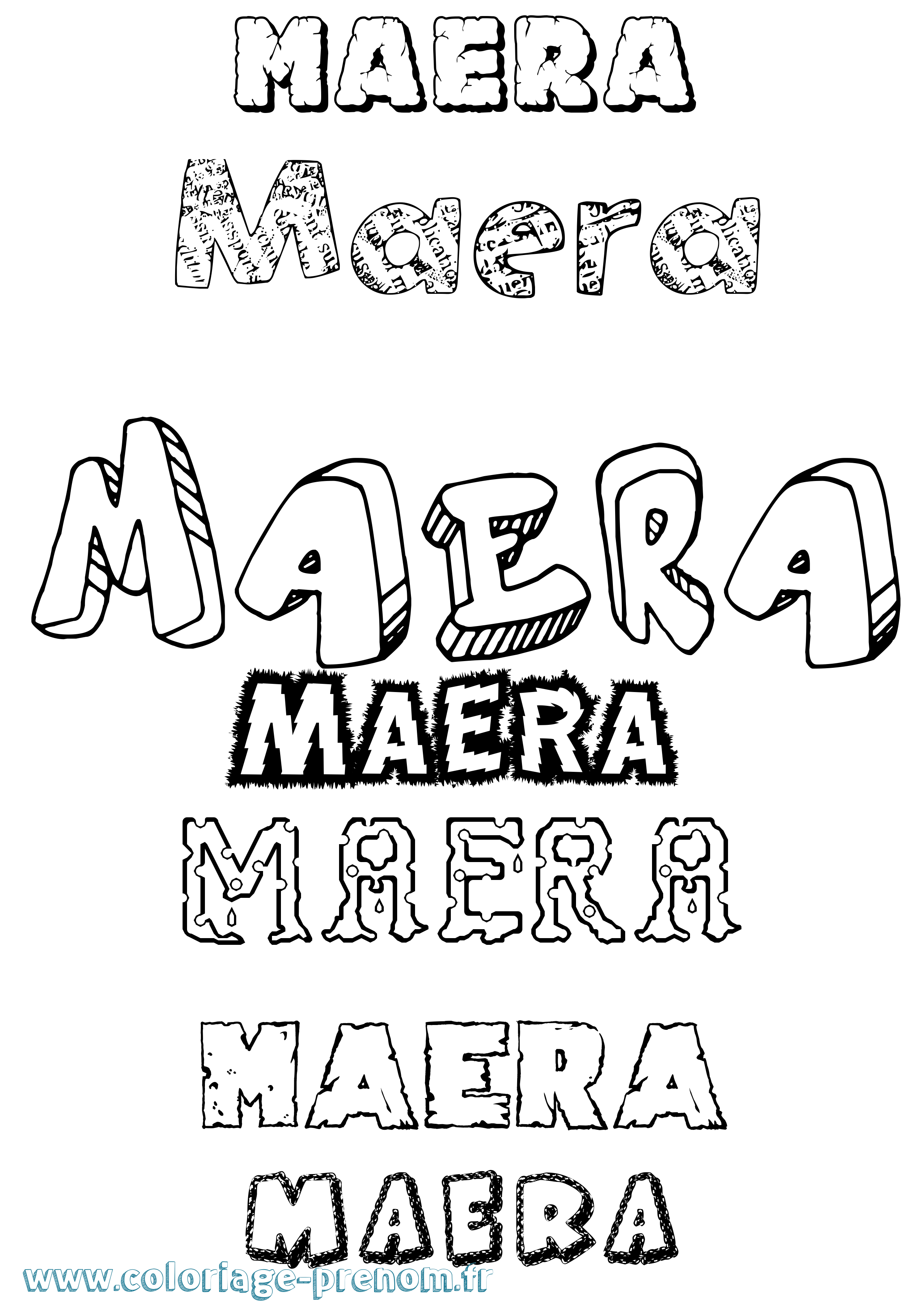 Coloriage prénom Maera Destructuré