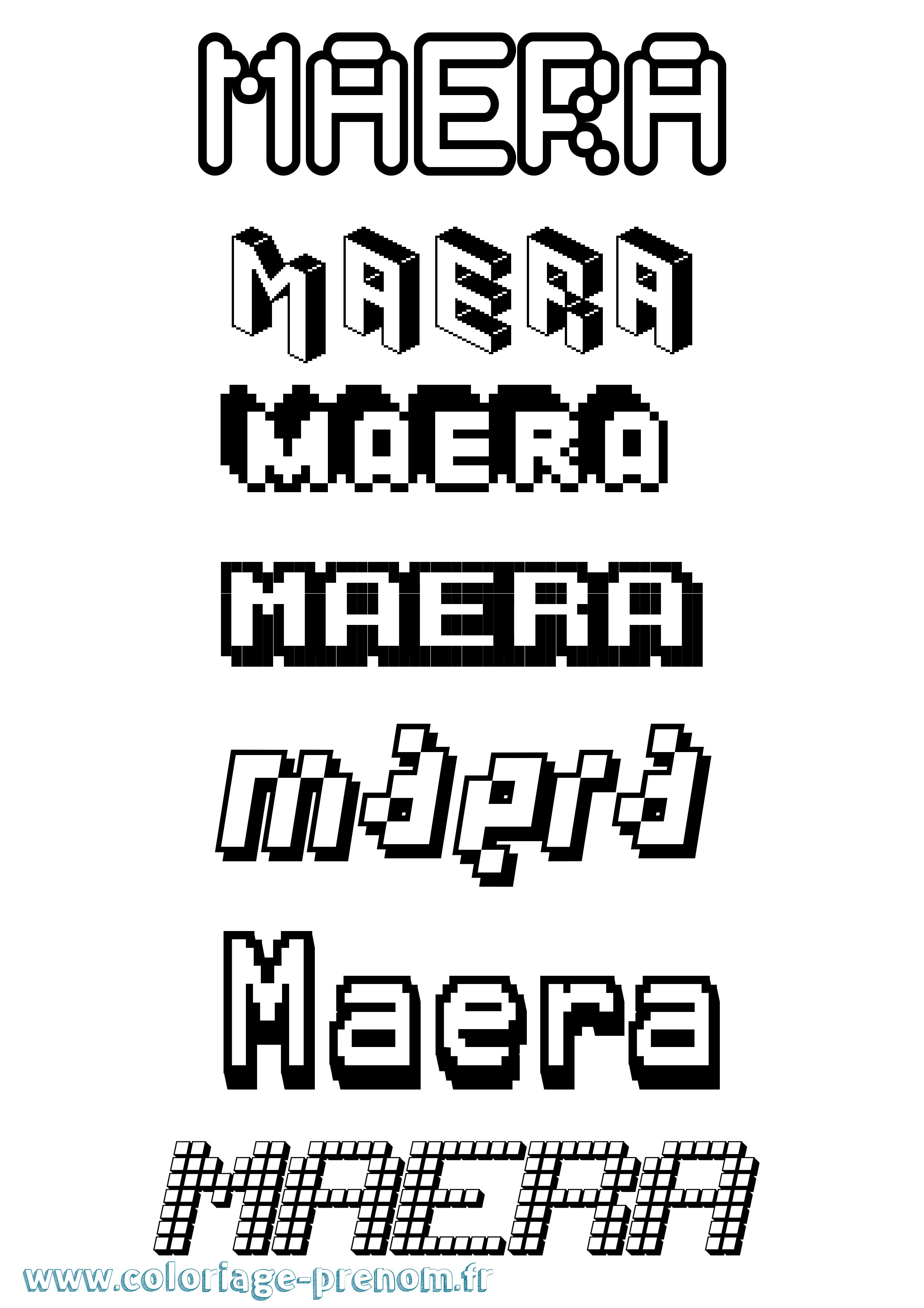 Coloriage prénom Maera Pixel