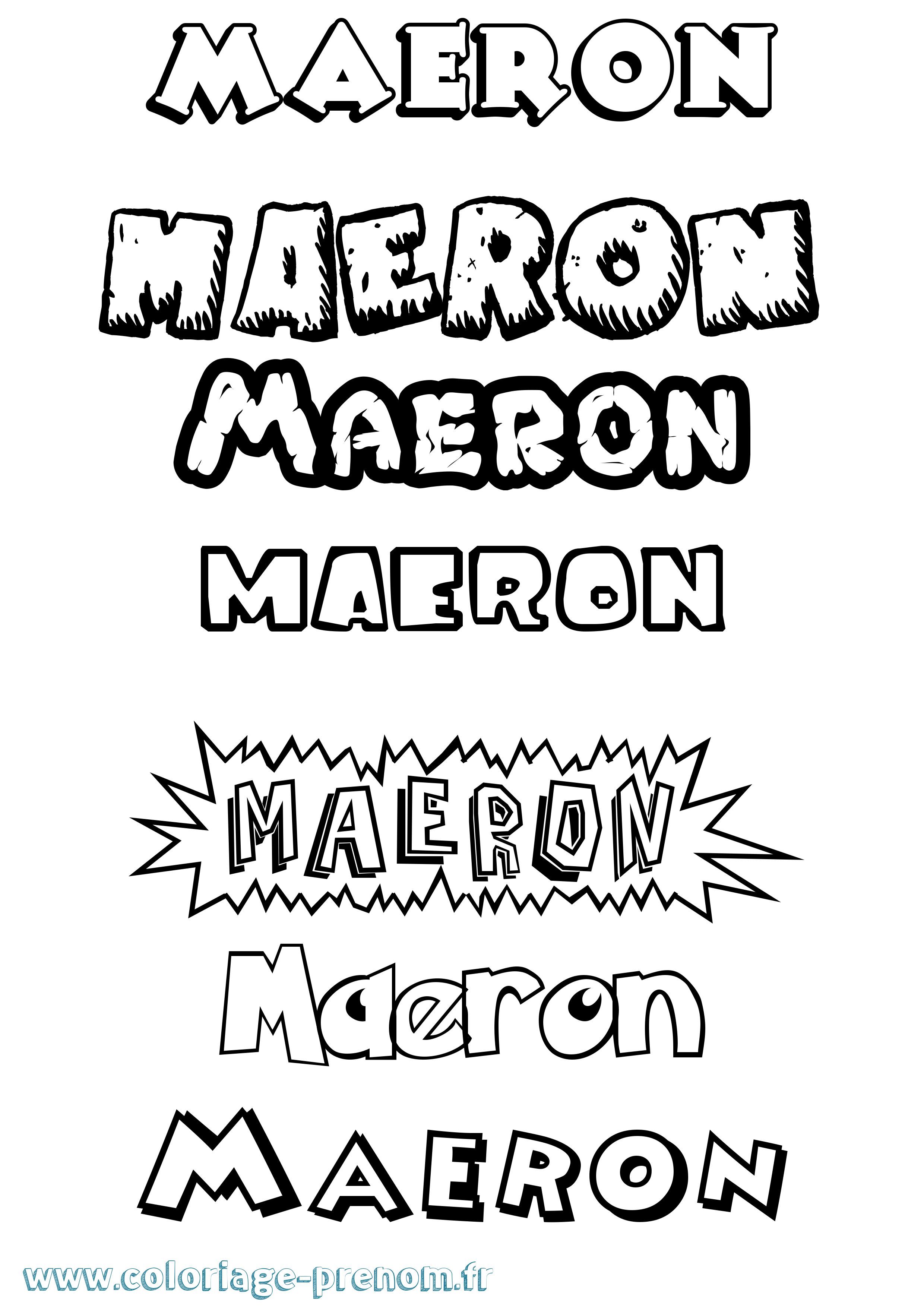 Coloriage Maeron Dessin Animé Coloriage prénom Maeron Dessin Animé