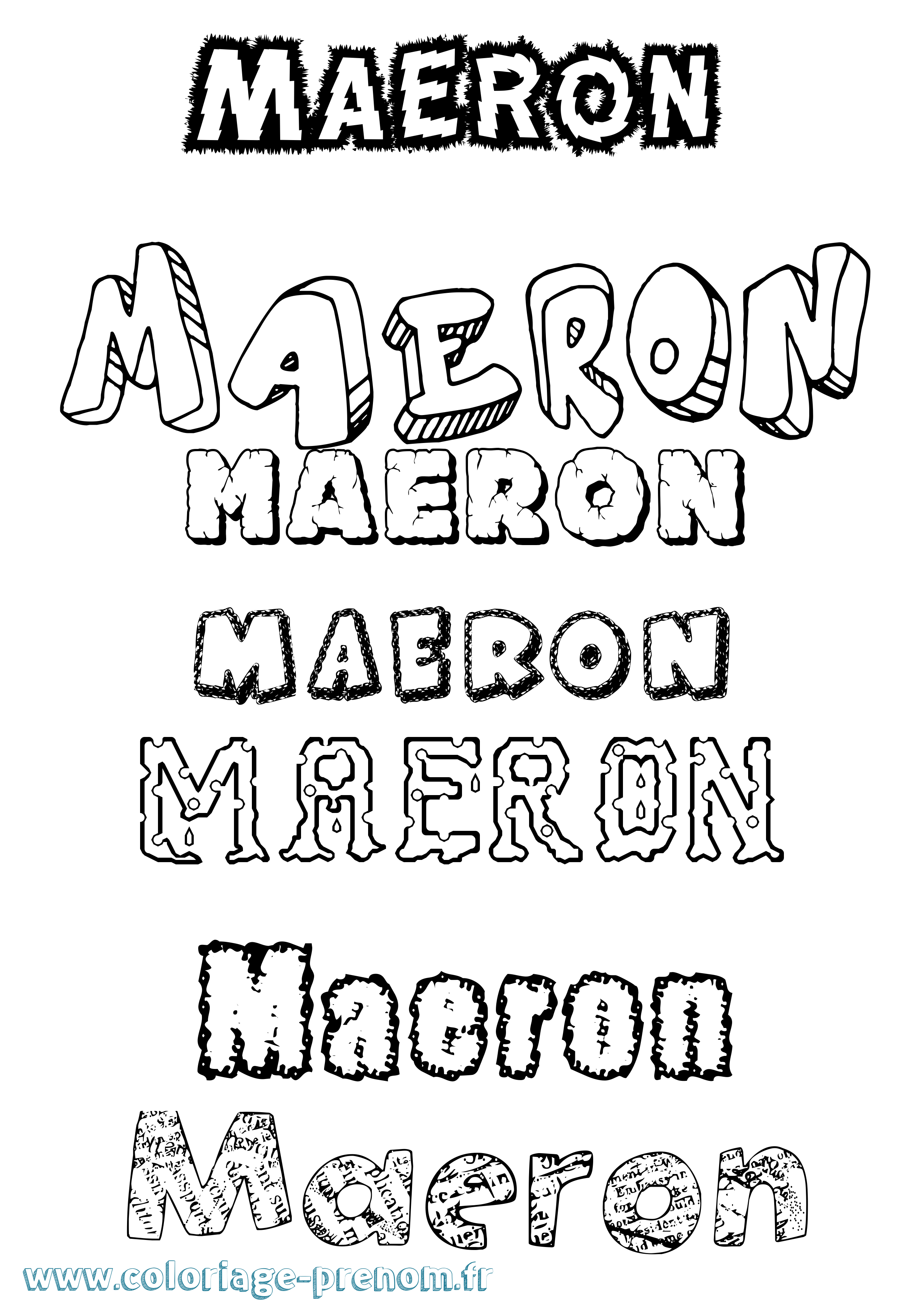 Coloriage prénom Maeron Destructuré