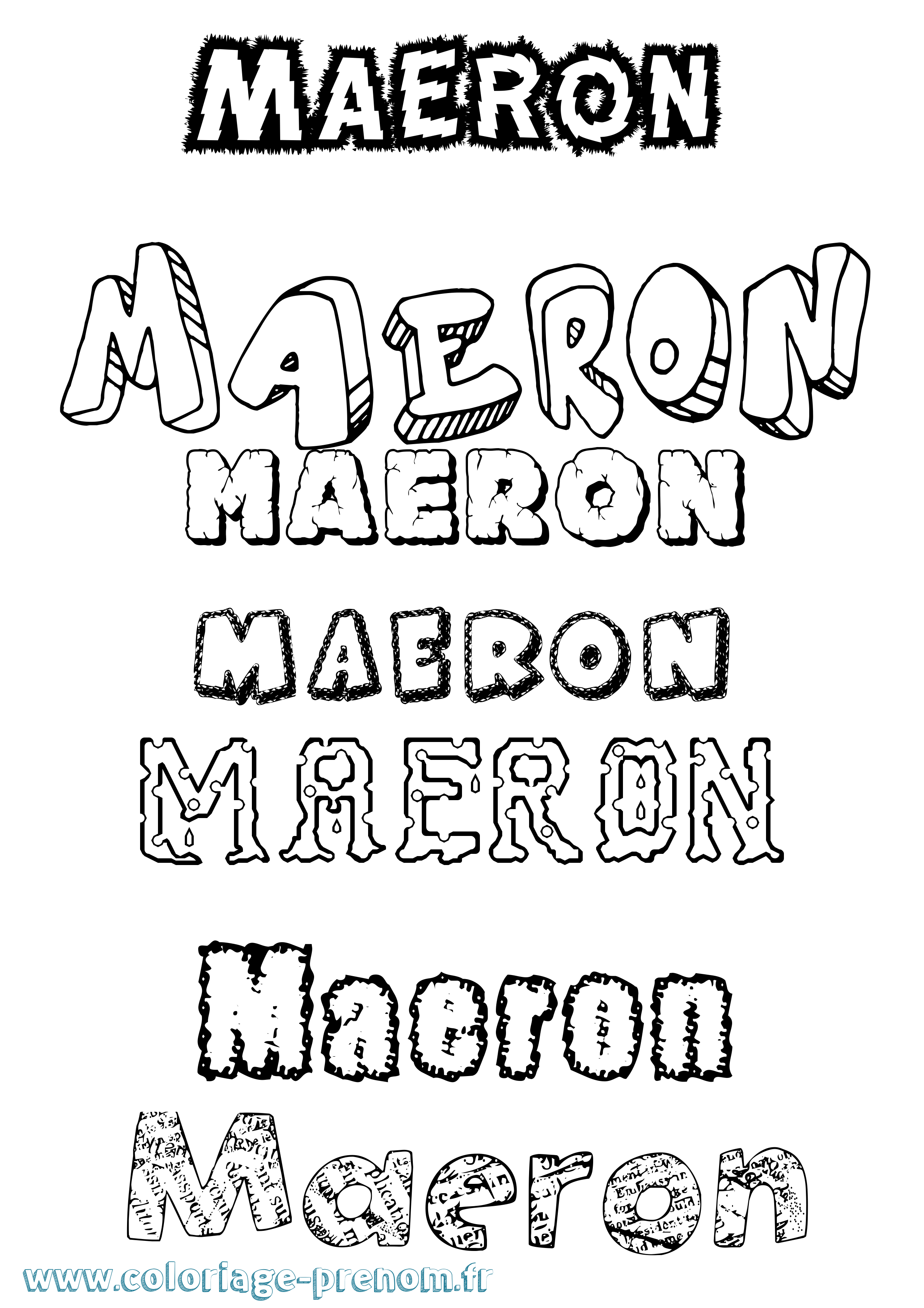 Coloriage Maeron Destructuré Coloriage prénom Maeron Destructuré
