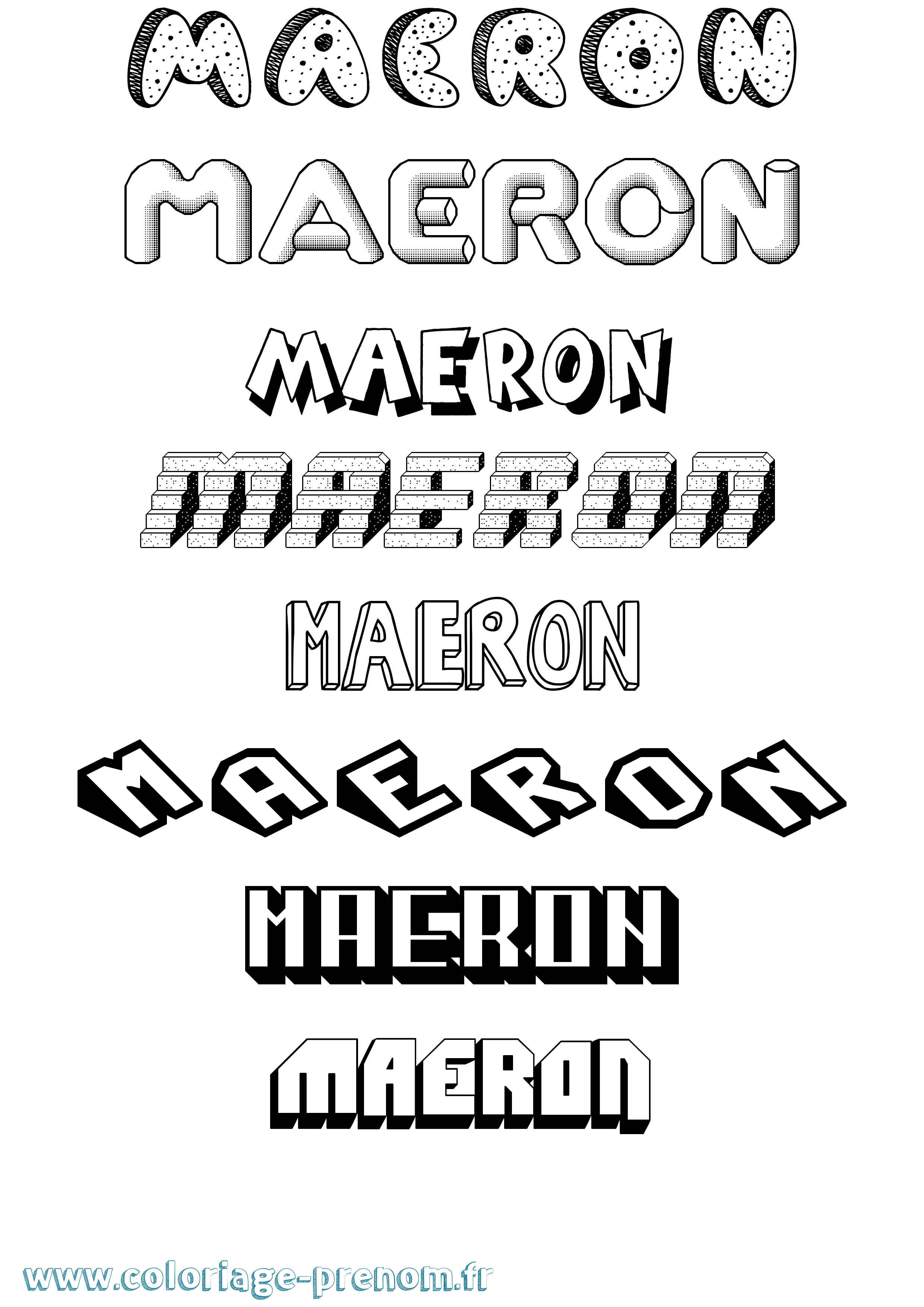 Coloriage prénom Maeron Effet 3D