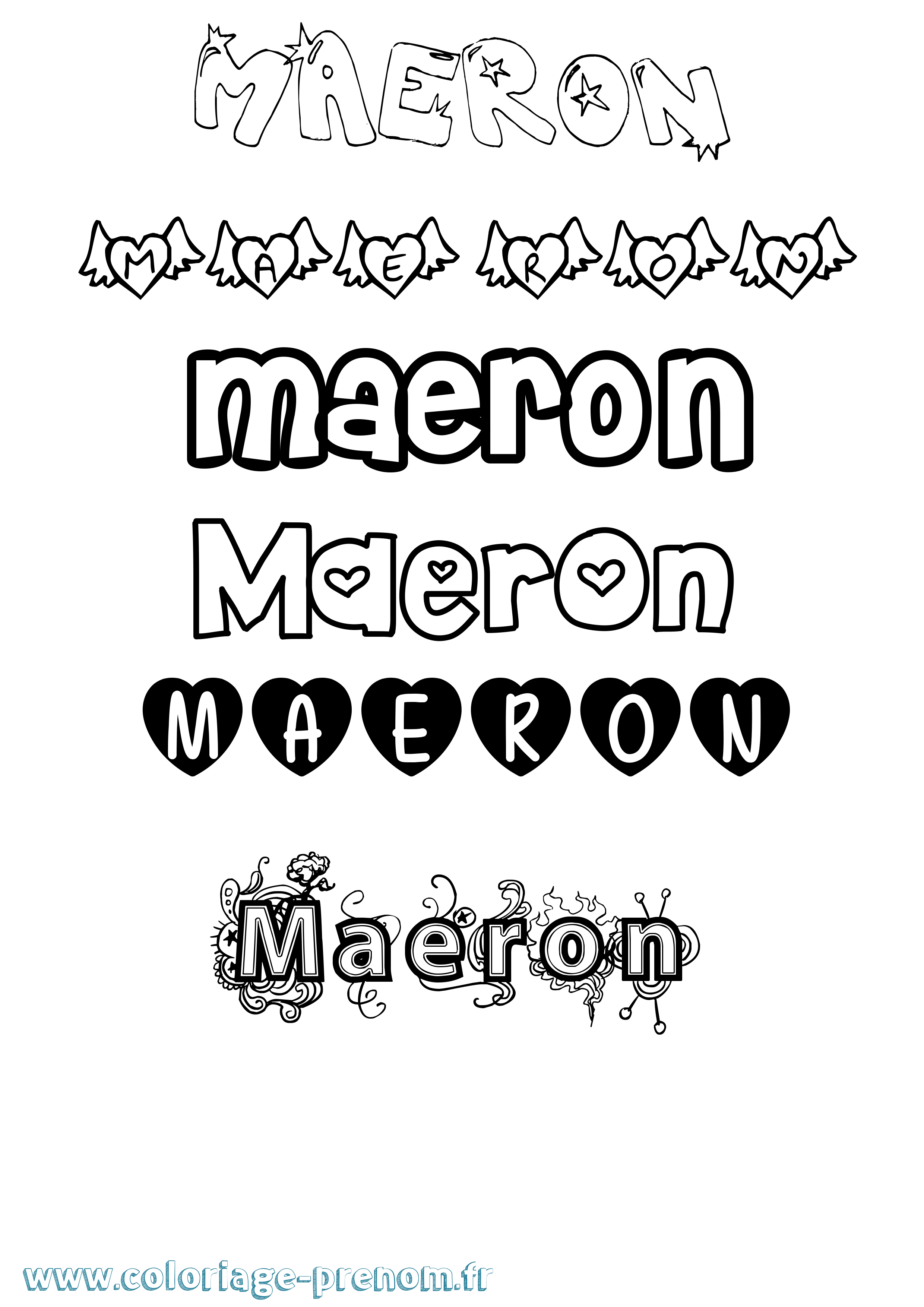 Coloriage prénom Maeron Girly