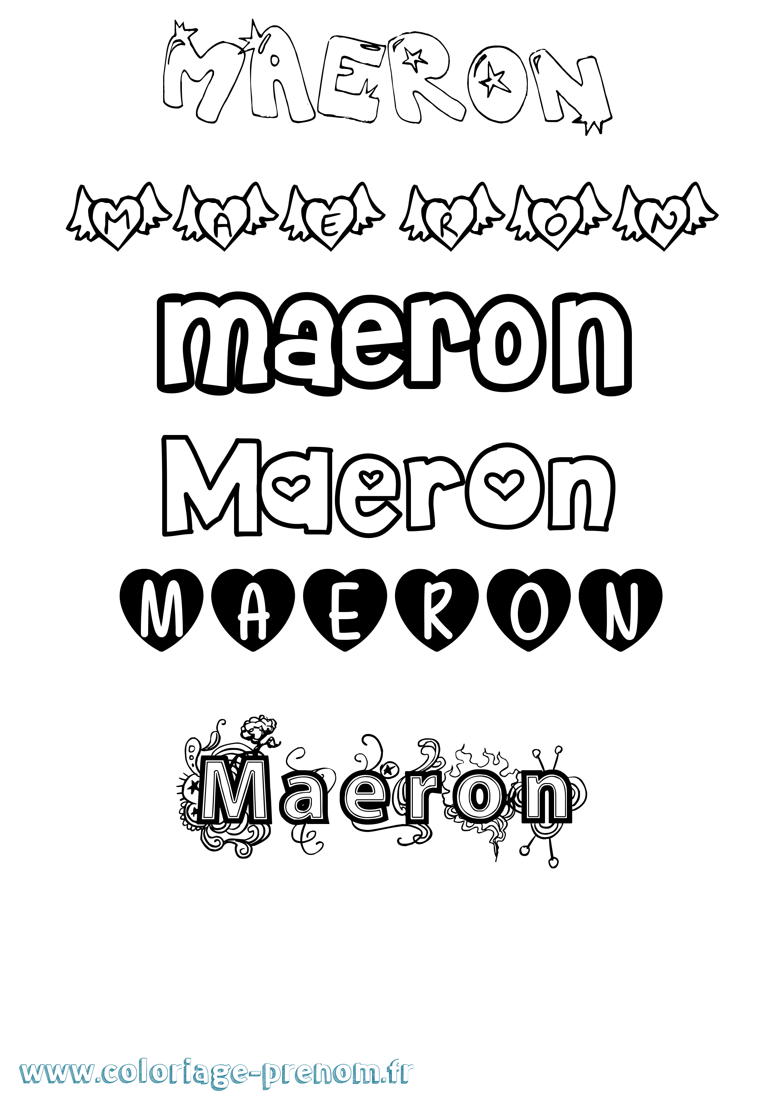 Coloriage Maeron Girly Coloriage prénom Maeron Girly