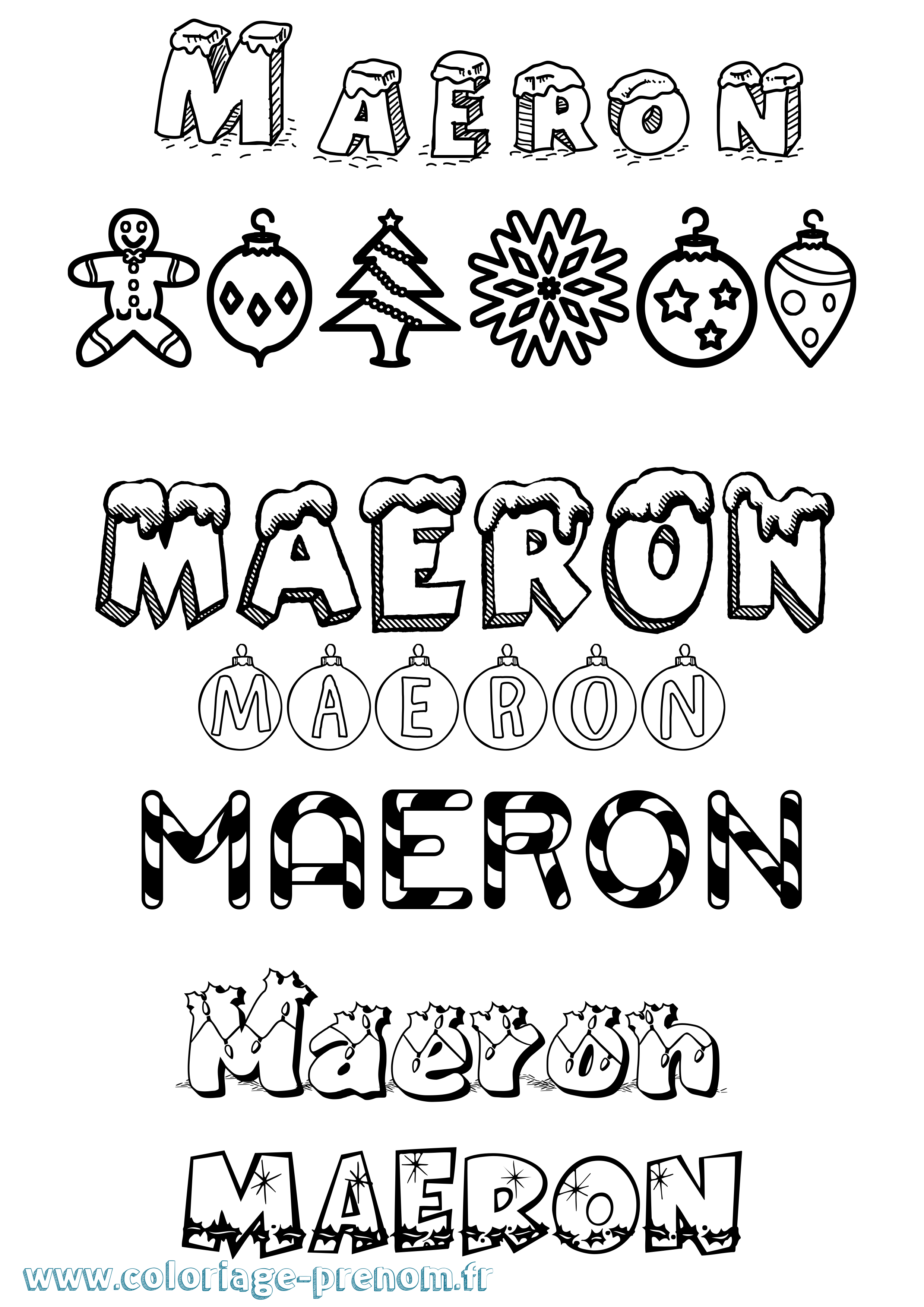 Coloriage prénom Maeron Noël