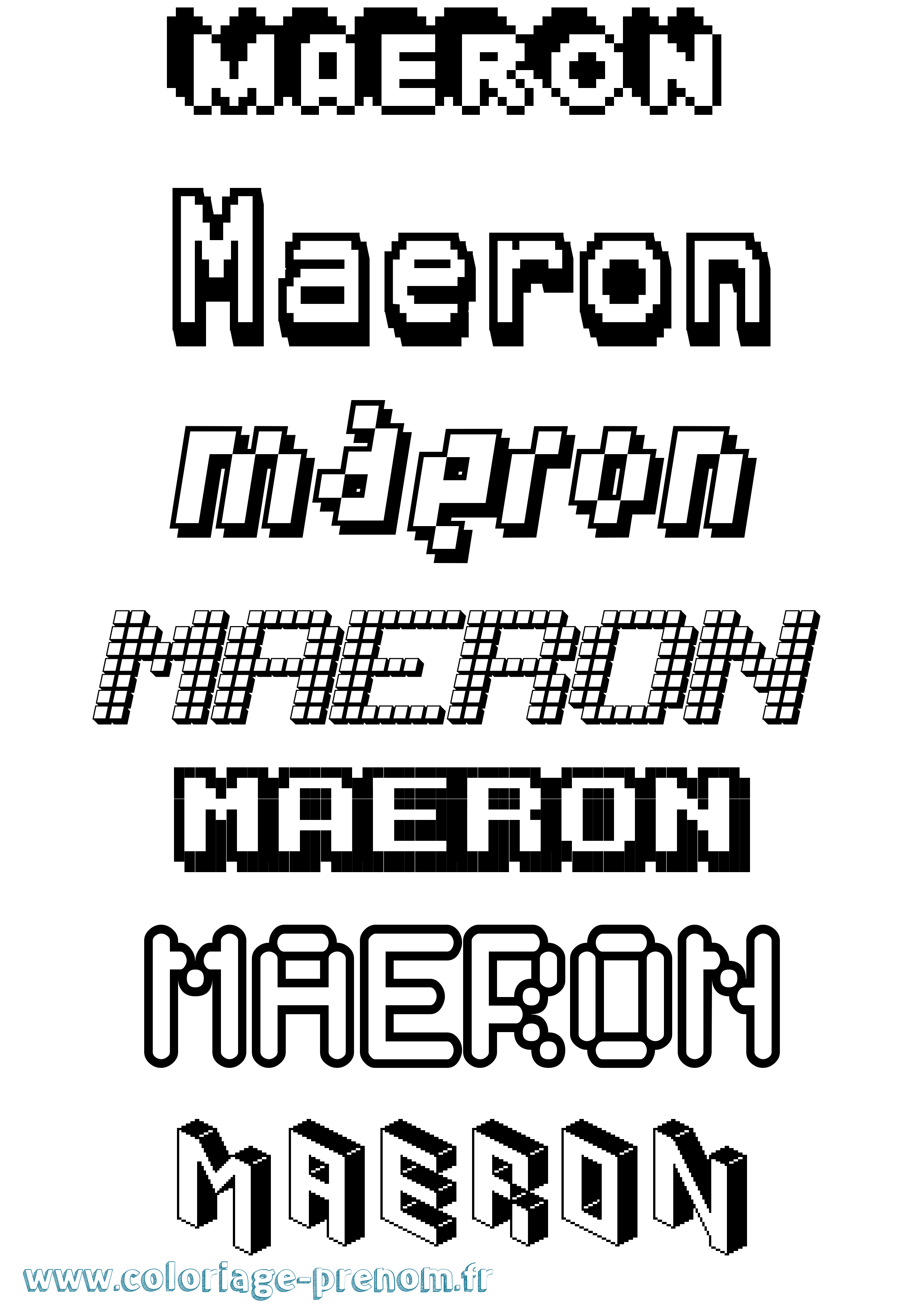 Coloriage prénom Maeron Pixel