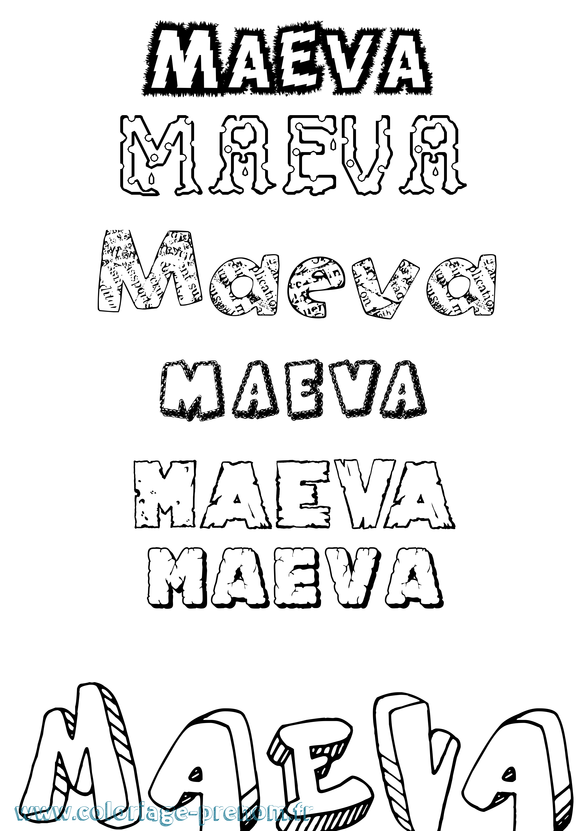 Coloriage Maeva Coloriage prénom Maeva