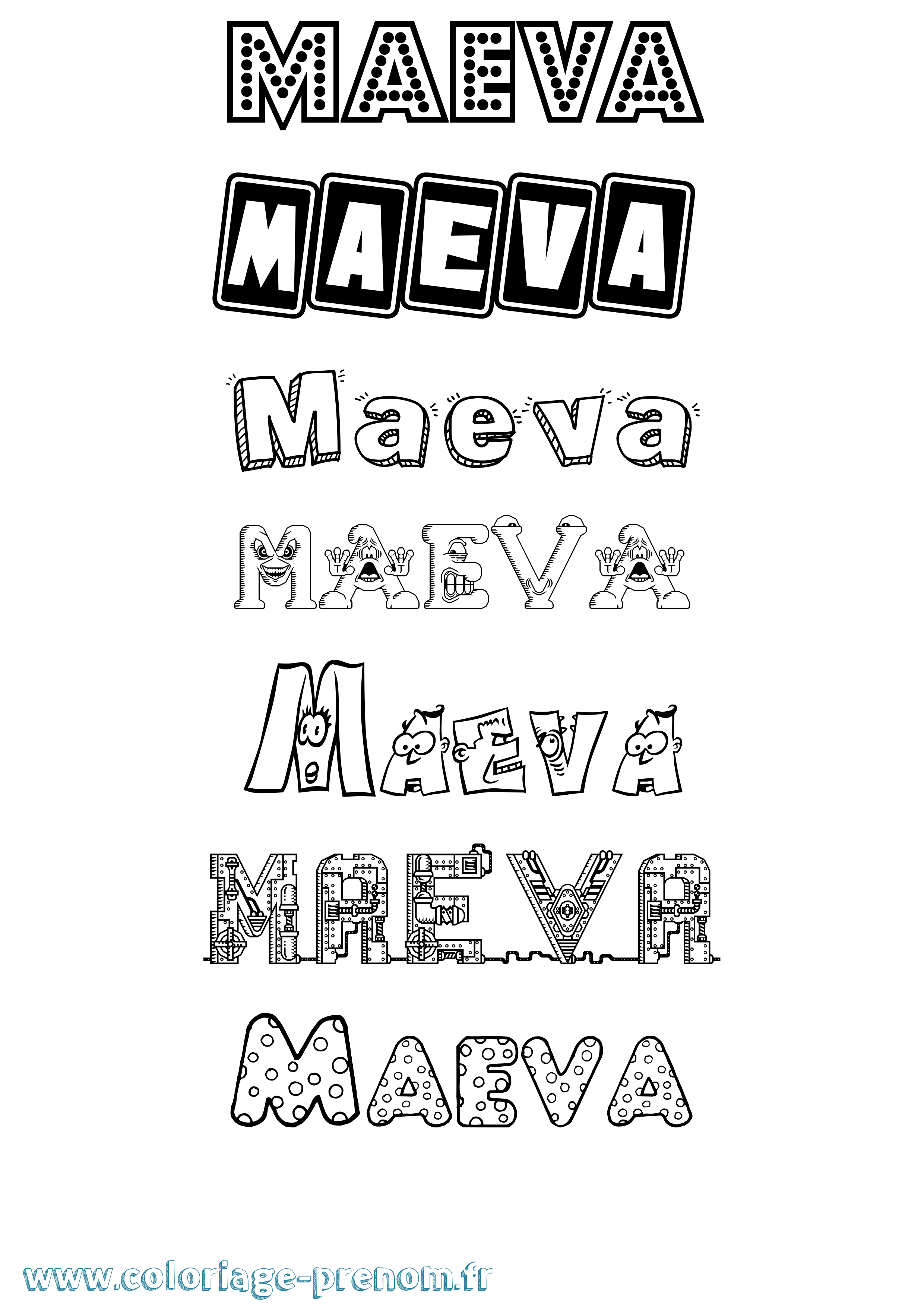 Coloriage Maeva Coloriage prénom Maeva